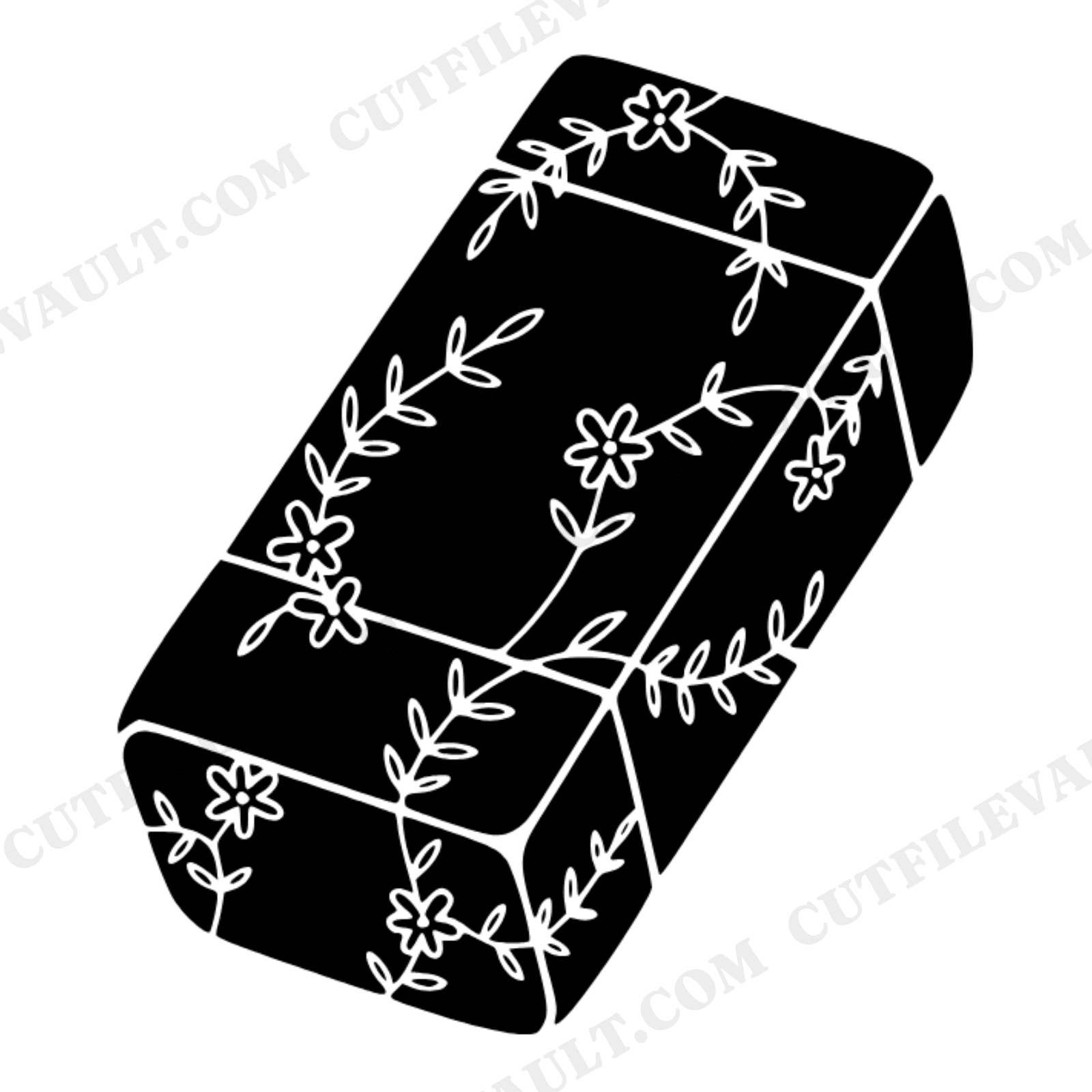 Groovy Retro Eraser SVG PNG, Cottagecore Floral Vines, 70s Back to School Cut File Design, view 1