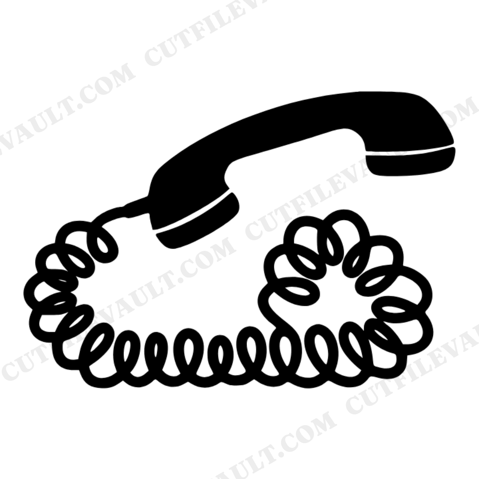 Groovy Retro Rotary Telephone SVG PNG, Call Your Mom 70s Phone with Curly Cord Cut File for Cricut, view 1