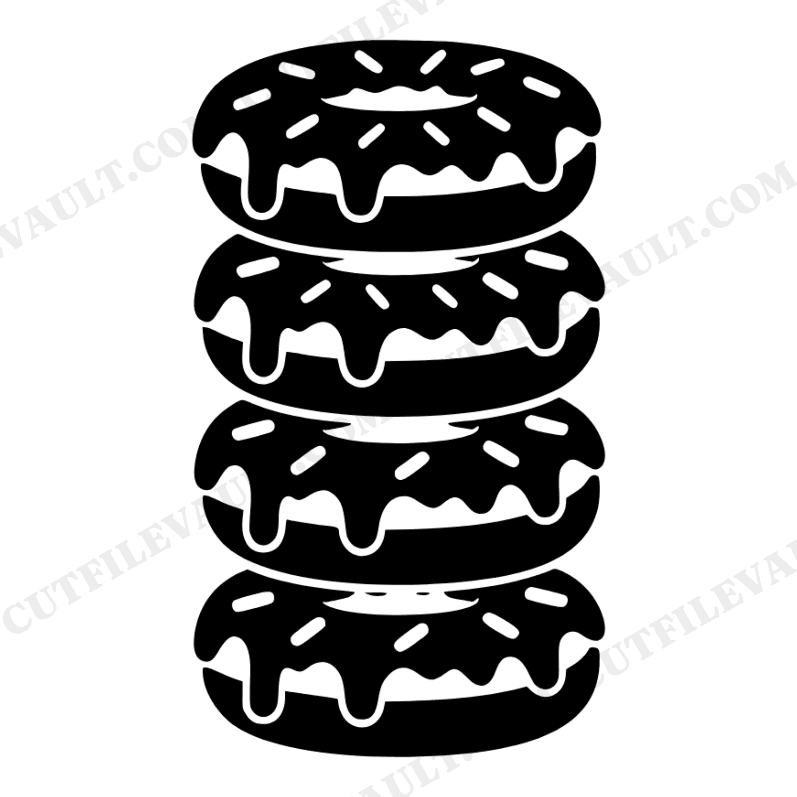 Groovy Stacked Donuts Tower SVG PNG, National Donut Day Cut File, Retro 70s Donut Silhouette, view 1