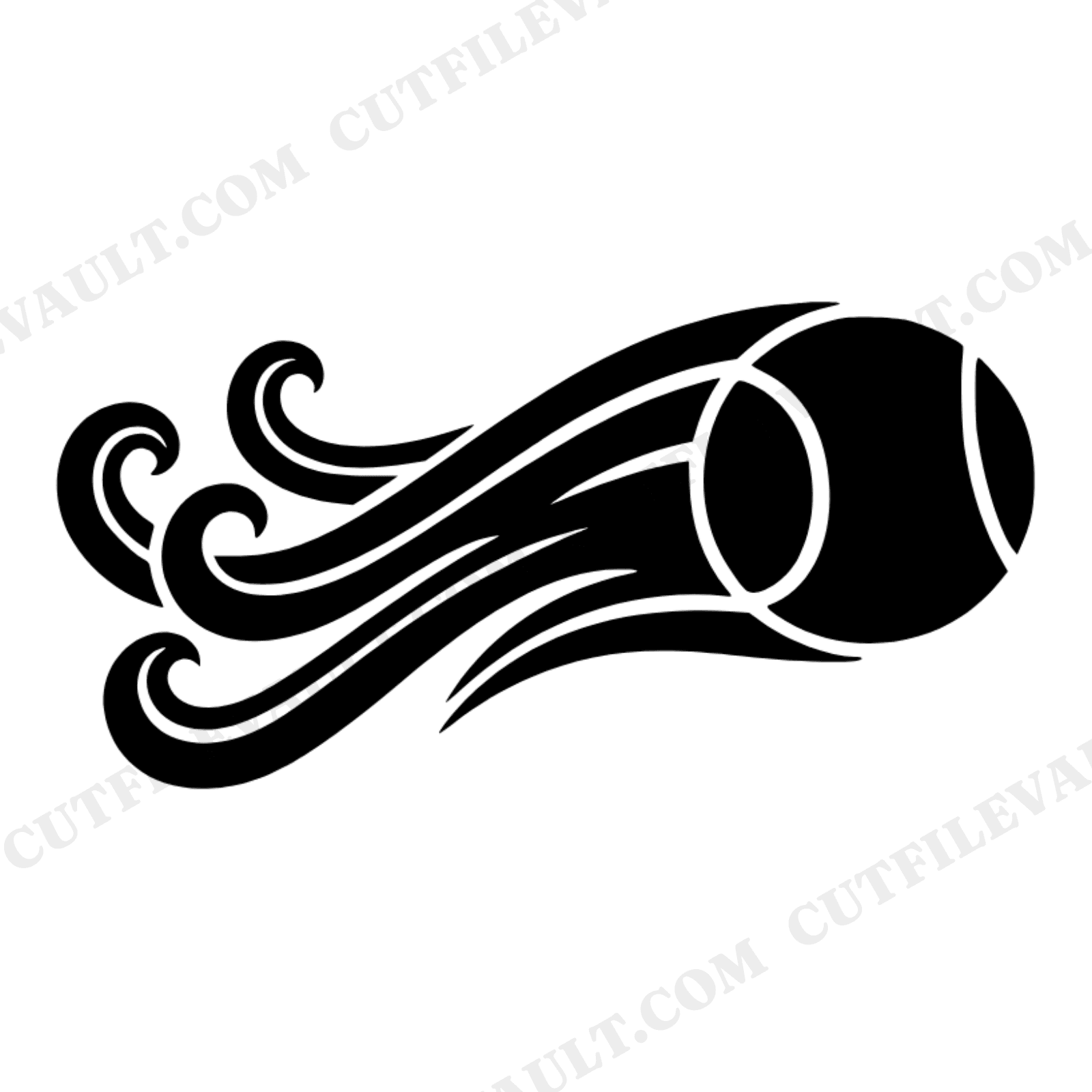 Groovy Tennis Ball SVG PNG Retro Motion Trails 70s Sports Cut File Boho Summer Design, view 1