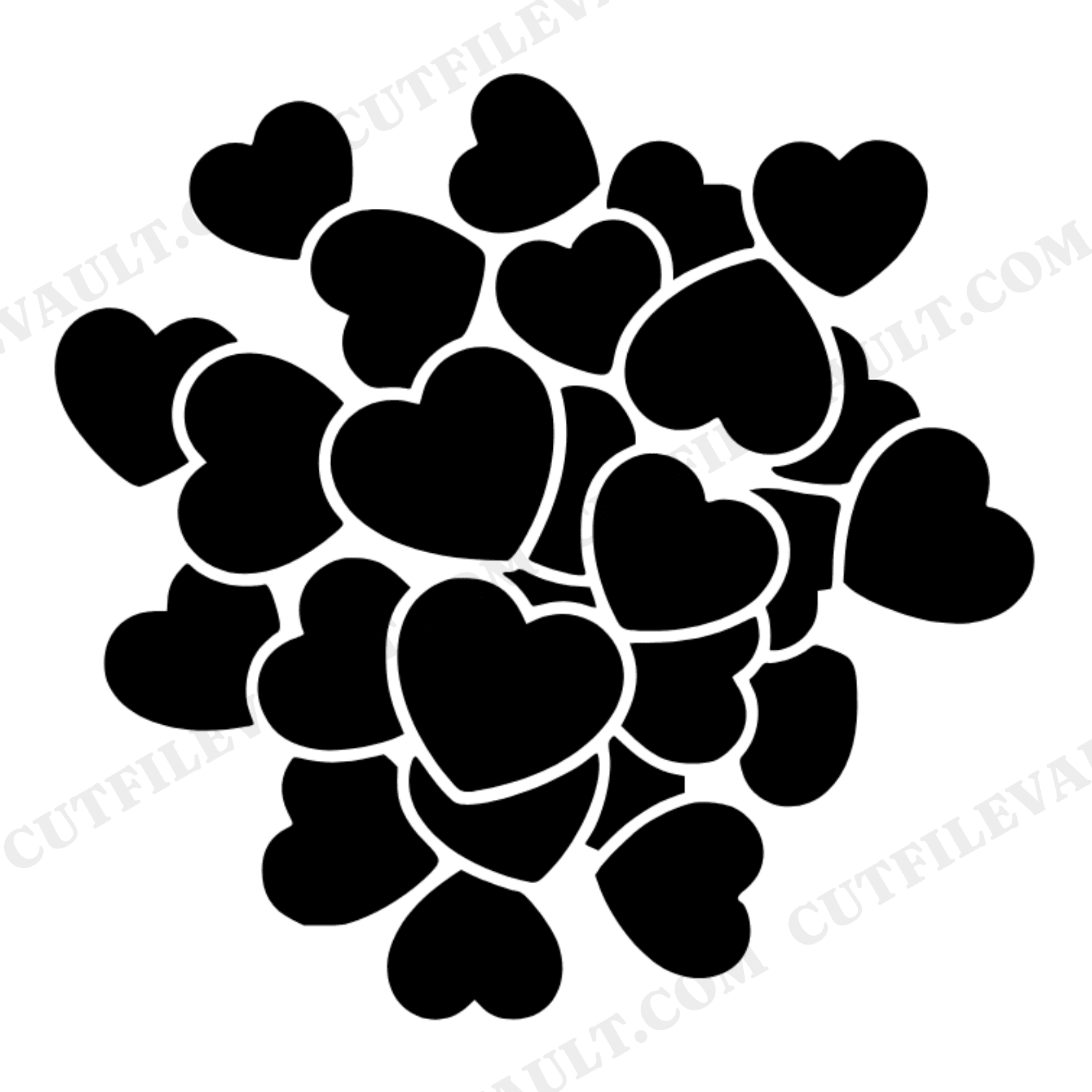 Groovy Tumbling Candy Hearts SVG PNG, Retro 70s Valentine Hearts Pile Cut File for Cricut, view 1