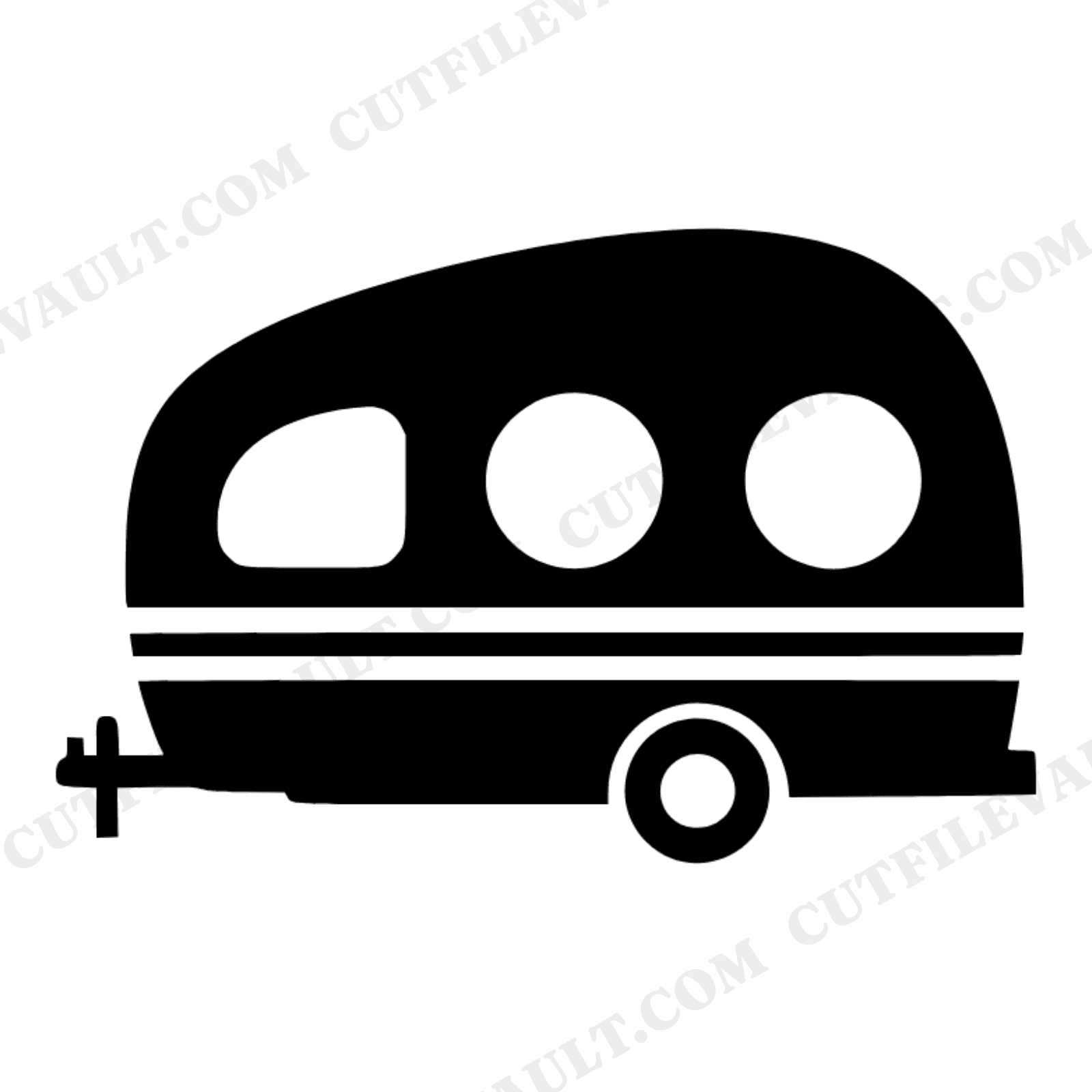 Groovy Vintage Camper Trailer SVG PNG, Retro 70s RV Silhouette, Summer Vacation Cut File, view 1