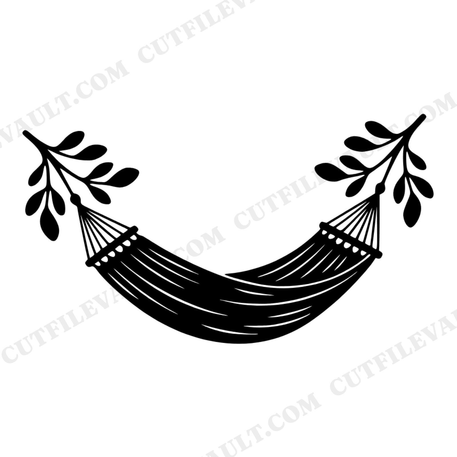 Hammock Botanical SVG PNG, Retro 70s Relaxation Day Cut File, Overhead Hammock Design, Summer Vibes, view 1