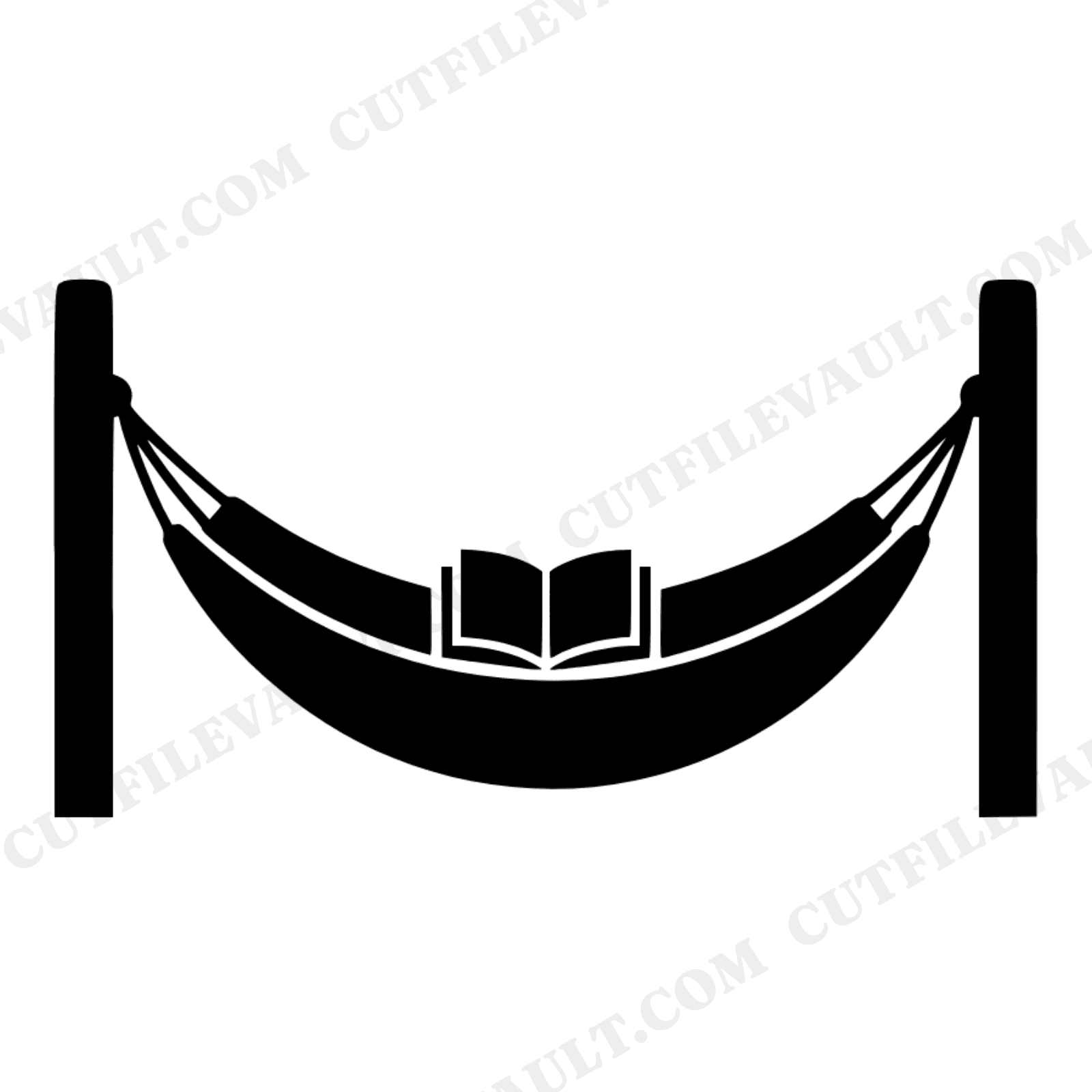 Hammock with Book SVG PNG, Lazy Day Silhouette, Summer Relaxation Cut File, Reading Book Design, view 1