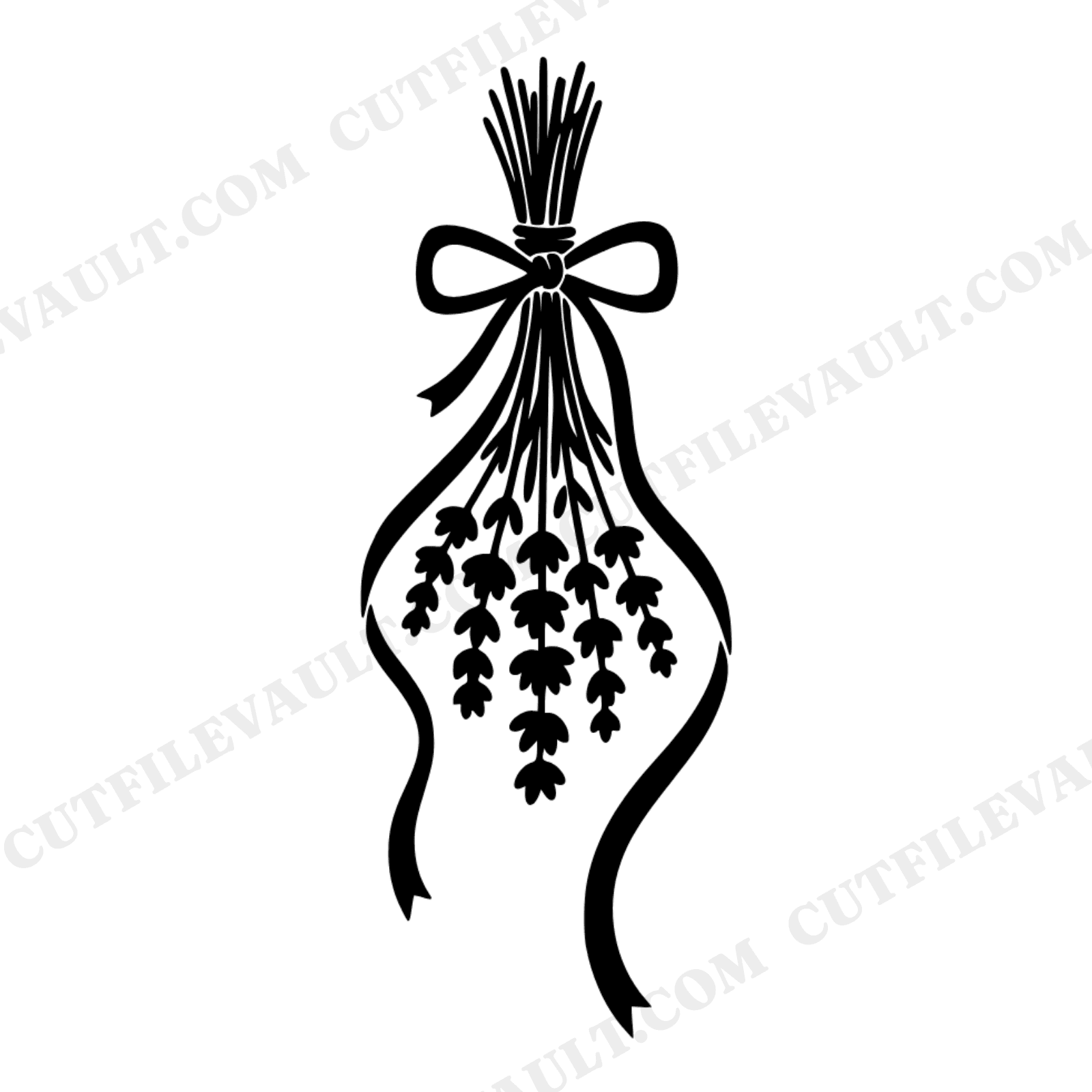 Hanging Lavender Bundle SVG PNG, Retro 70s Wave Farmhouse Herb Silhouette Cut File for Cricut, view 1