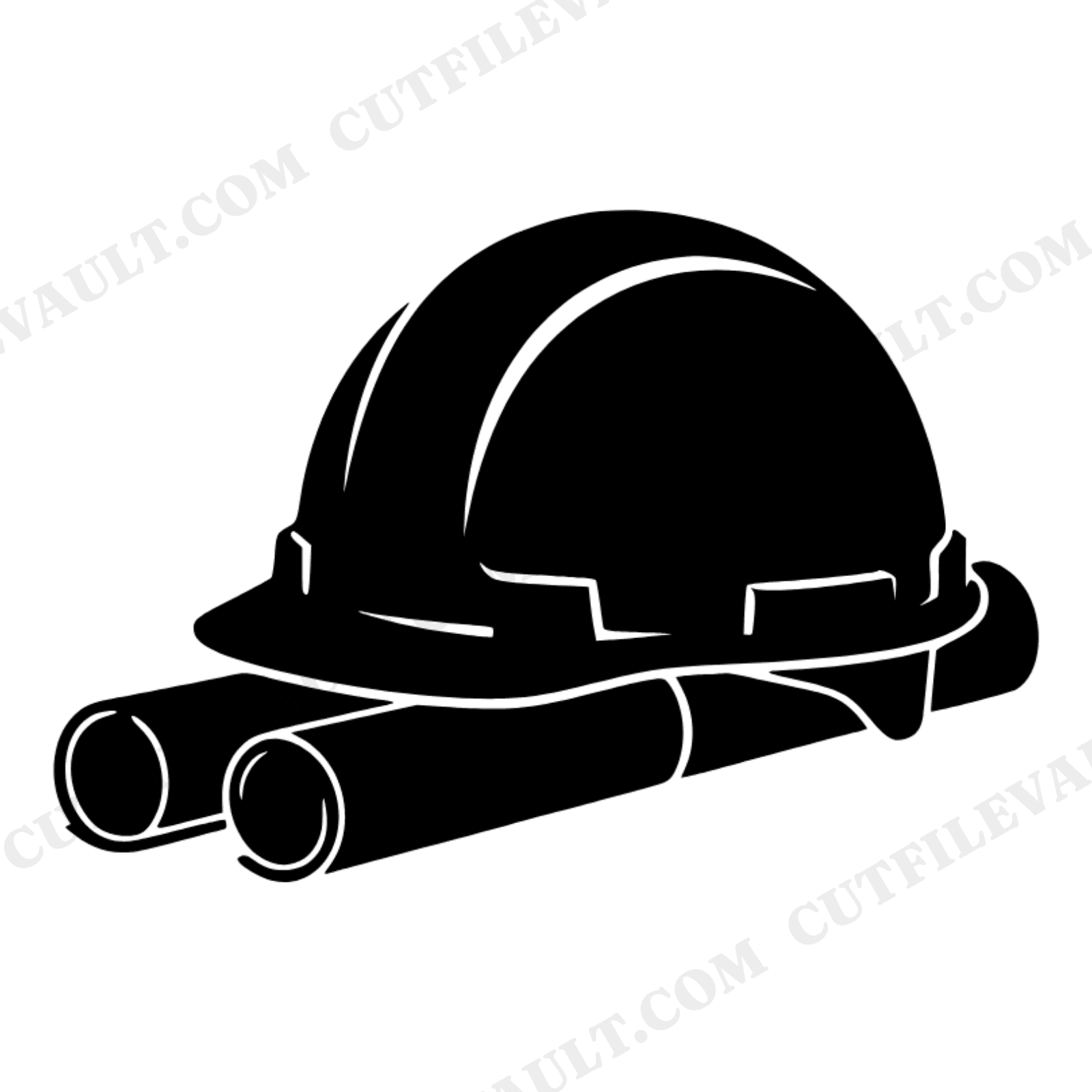 Hard Hat Blueprint SVG PNG, Construction Worker Silhouette, Labor Day Craftsman Design Cut File, view 1