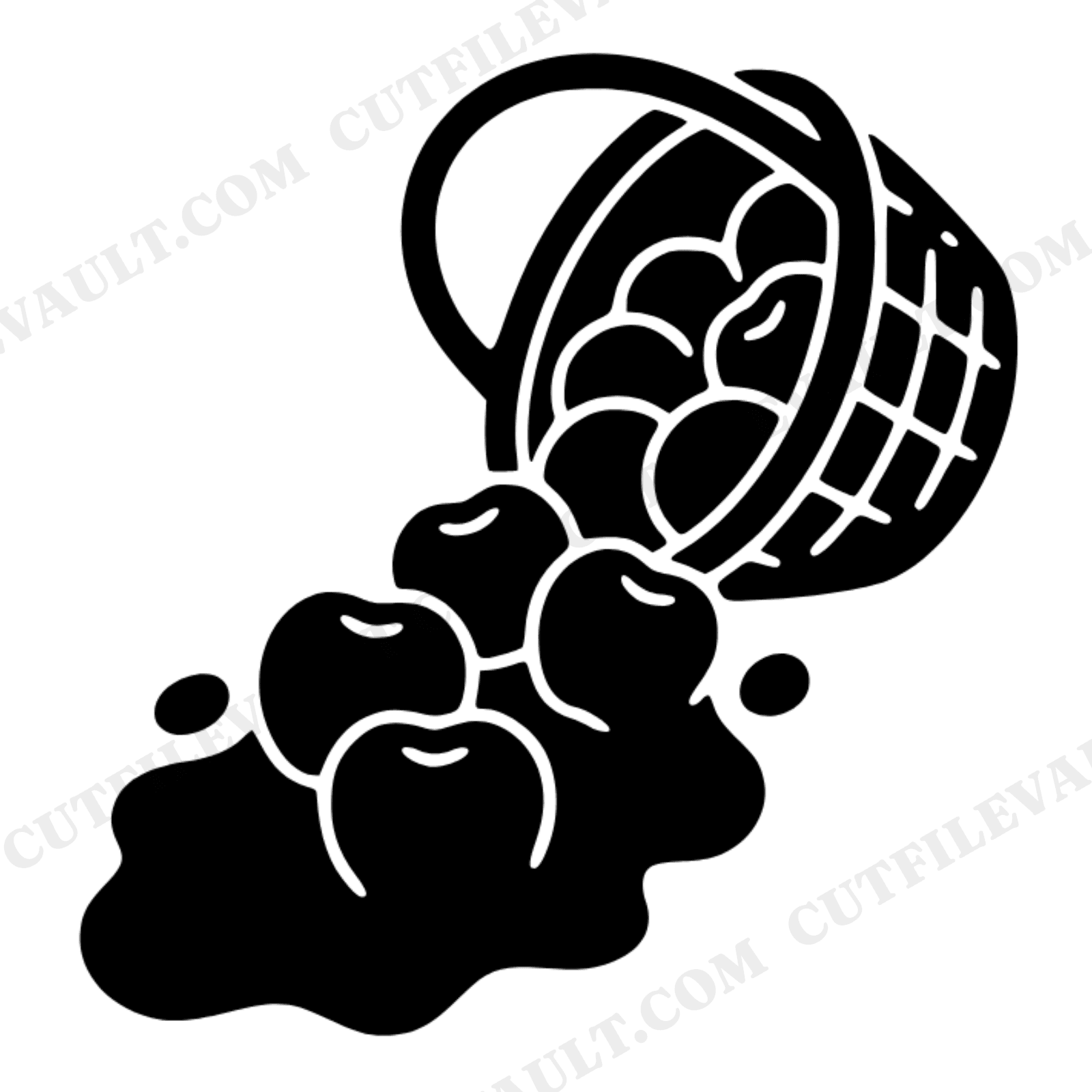 Harvest Basket SVG PNG Apples Tumbling Abundance Silhouette Farmers Market Cut File Design, view 1