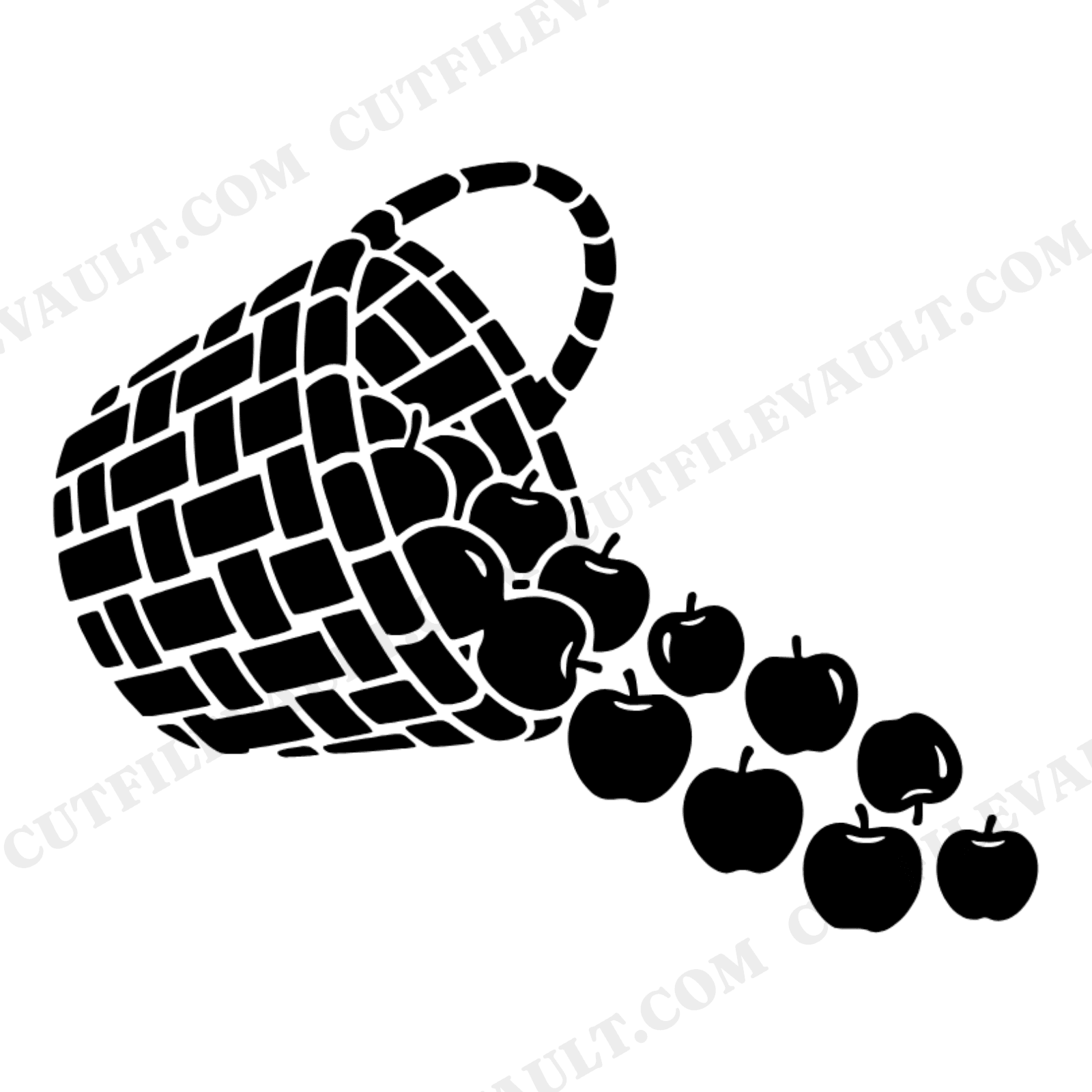 Harvest Basket SVG PNG, Autumn Apples Cut File, Fall Decor Boho Geometric First Day of Autumn, view 1