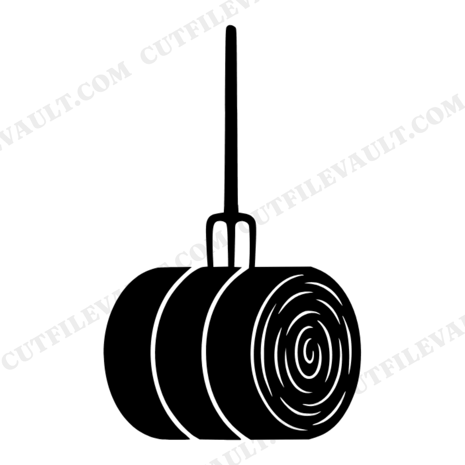 Harvest Hay Bale SVG PNG, Autumn Farm Pitchfork Cut File, Fall Harvest Scandinavian Line Art, view 1