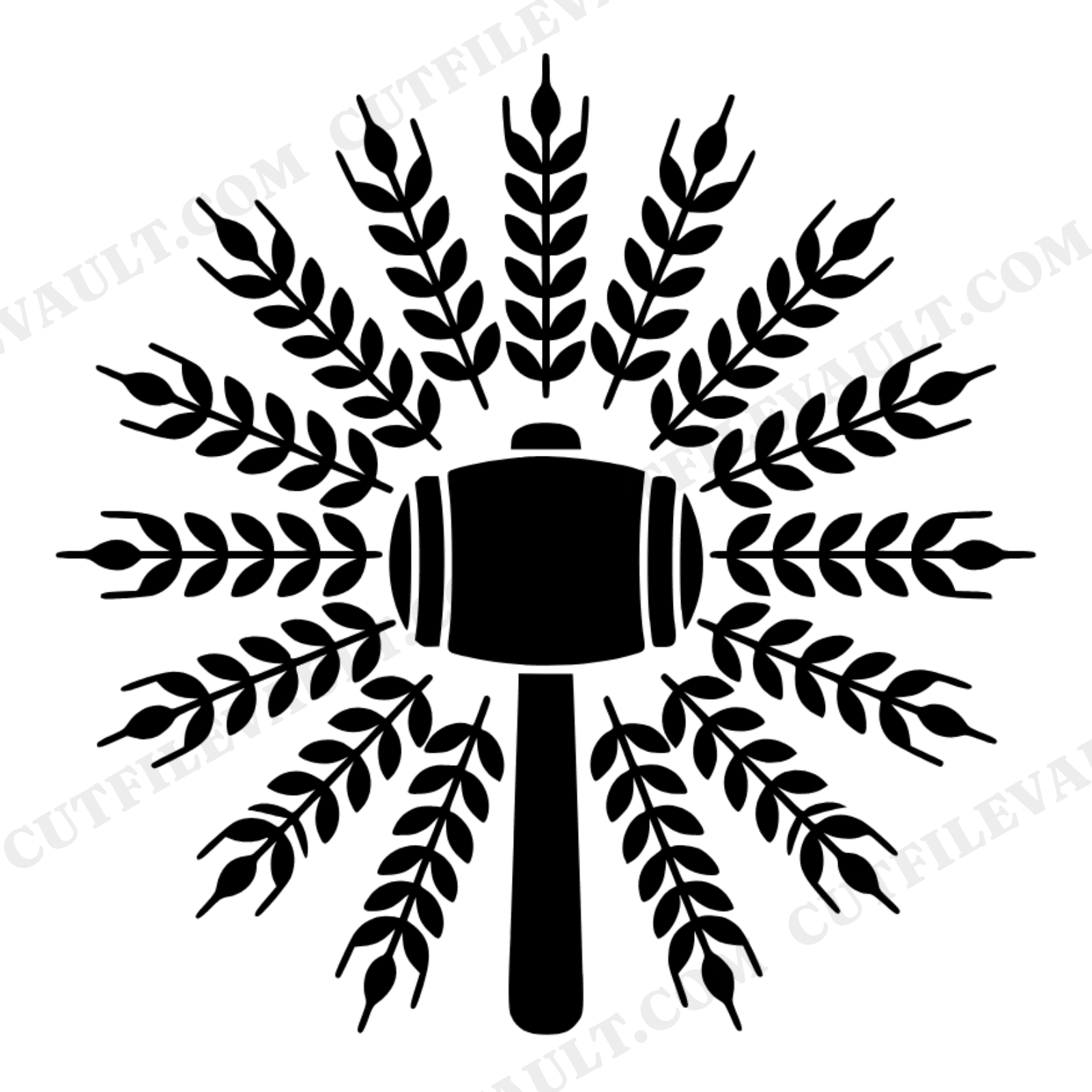 Harvest Mallet Wheat Sunburst SVG PNG Thanksgiving Fall Farmhouse Scandinavian Line Art Cut File, view 1