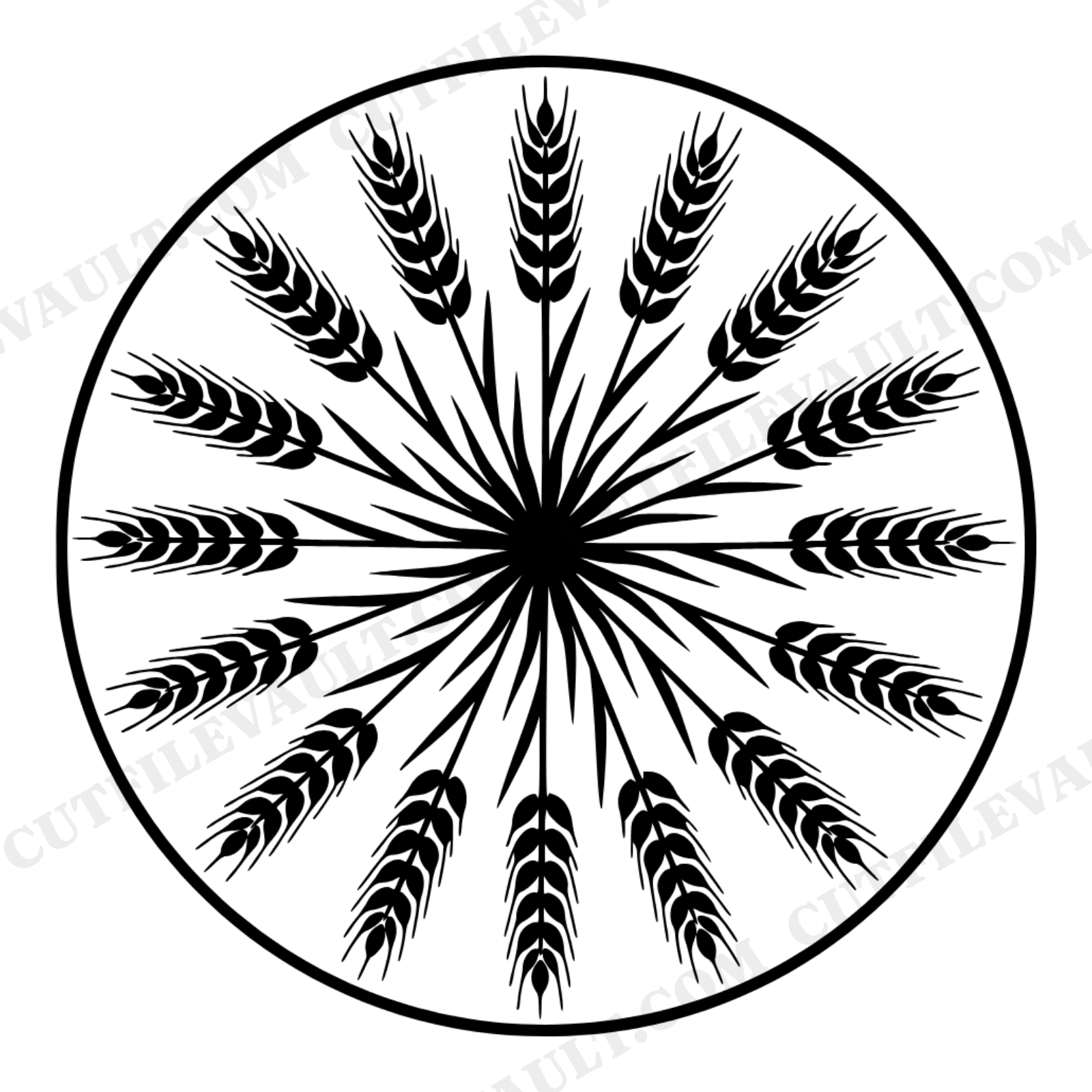 Harvest Mandala SVG PNG, Wheat Sheaf Radial Burst Cut File, Autumn Equinox Fall Decor Design, view 1