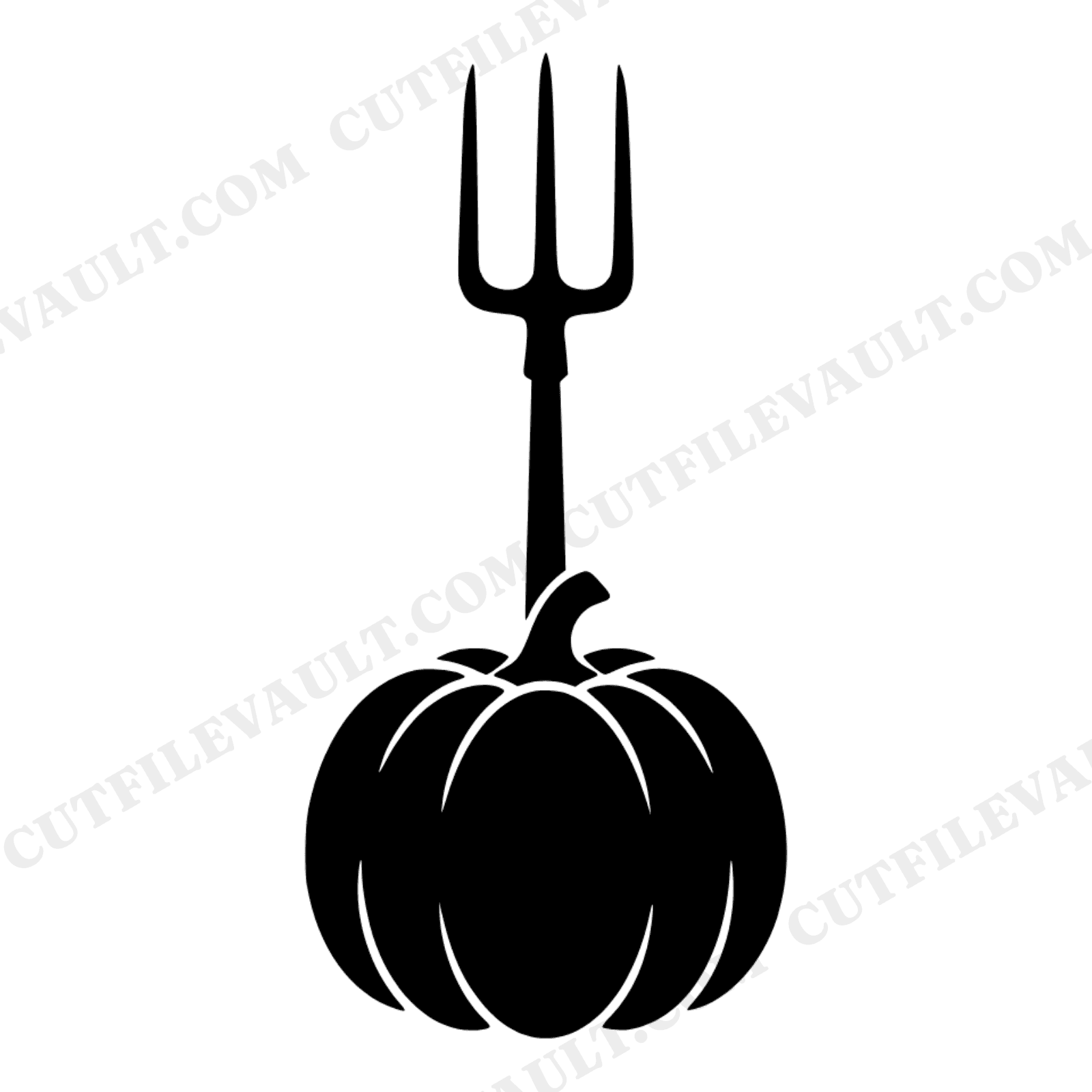 Harvest Pitchfork Pumpkin SVG PNG Retro 70s Farmstead Silhouette Cut File Fall Autumn Design, view 1