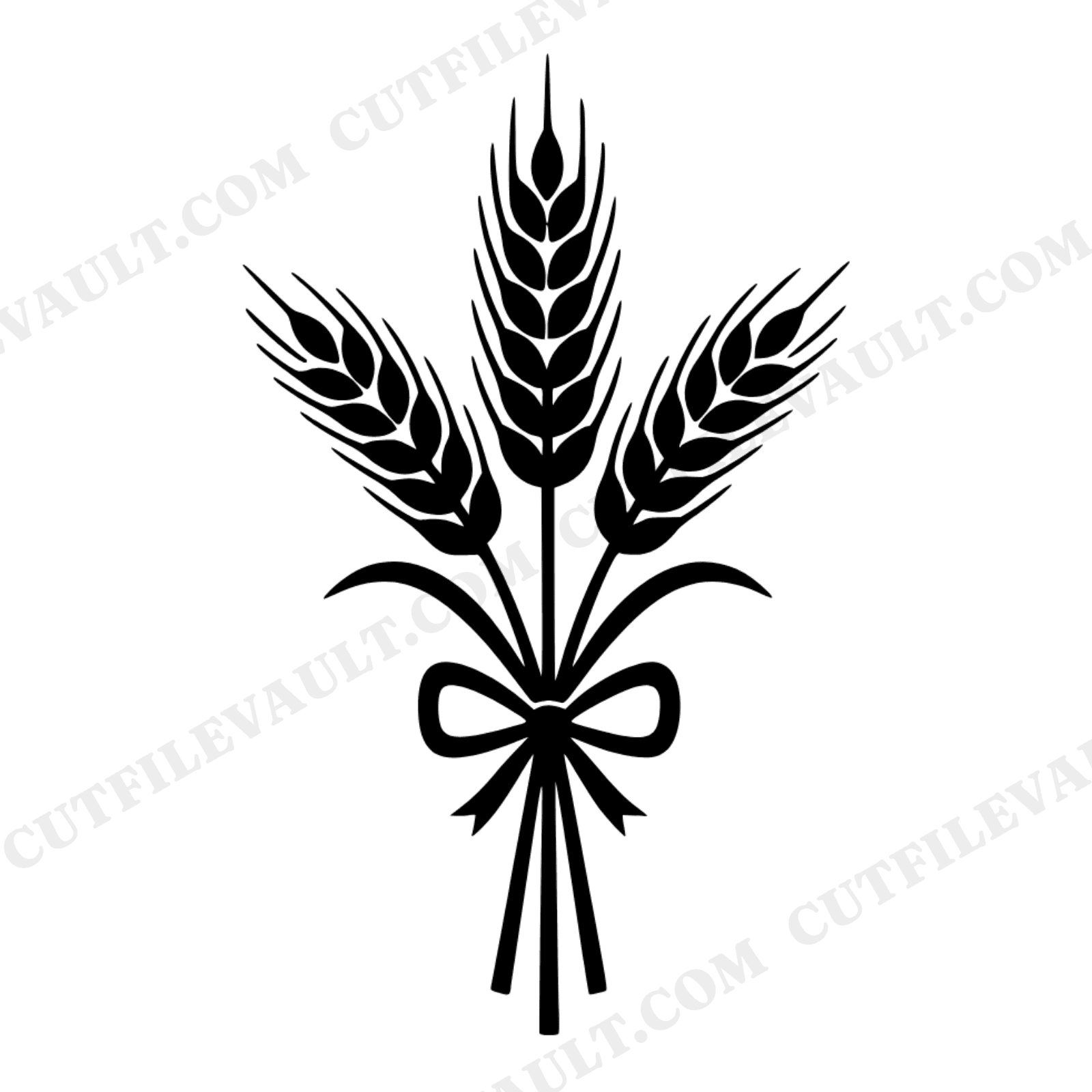 Harvest Wheat Bundle SVG PNG, Farmhouse Fall Decor Cut File, Labor Day Rustic Grain Stalks with Bow, view 1