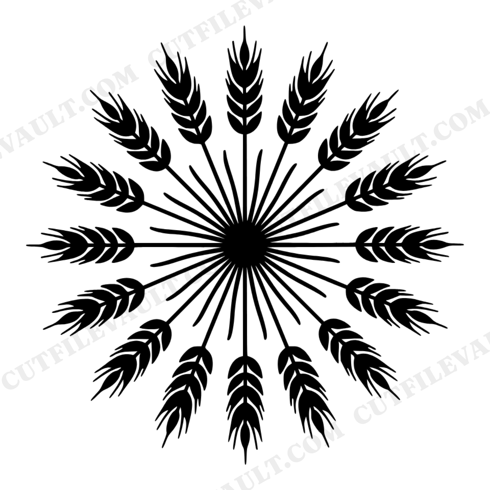 Harvest Wheat Sheaf SVG PNG, Radial Farmhouse Bundle Cut File, Boho Autumn Labor Day Decor Design, view 1