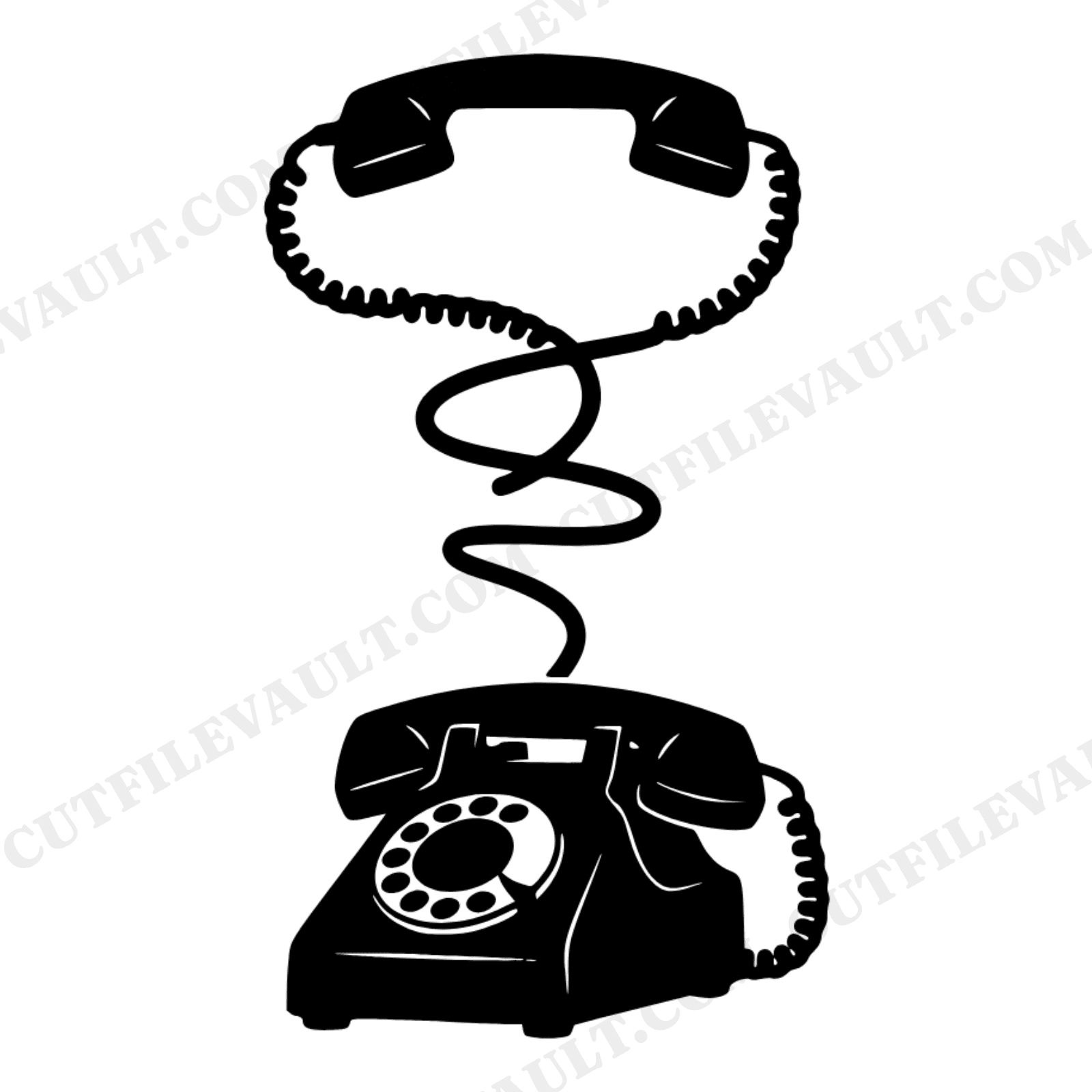 Haunted Rotary Phone SVG PNG, Vintage Halloween Telephone Cut File, Retro 1950s Spooky Decor Design, view 1