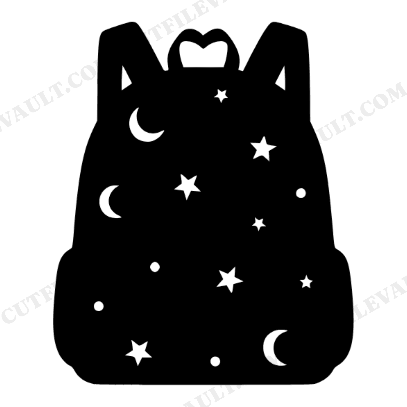 Heart Backpack SVG PNG, Celestial Stars School Bag Cut File, Back to School Cricut Design, view 1
