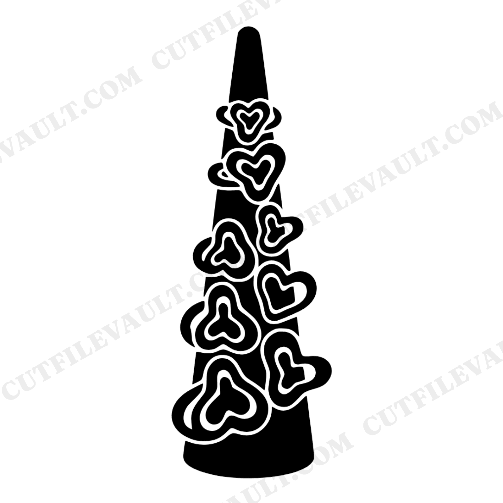 Heart Ring Mandrel SVG PNG Wedding Season Romance Jeweler Tool Abstract Blob Cut File Design, view 1