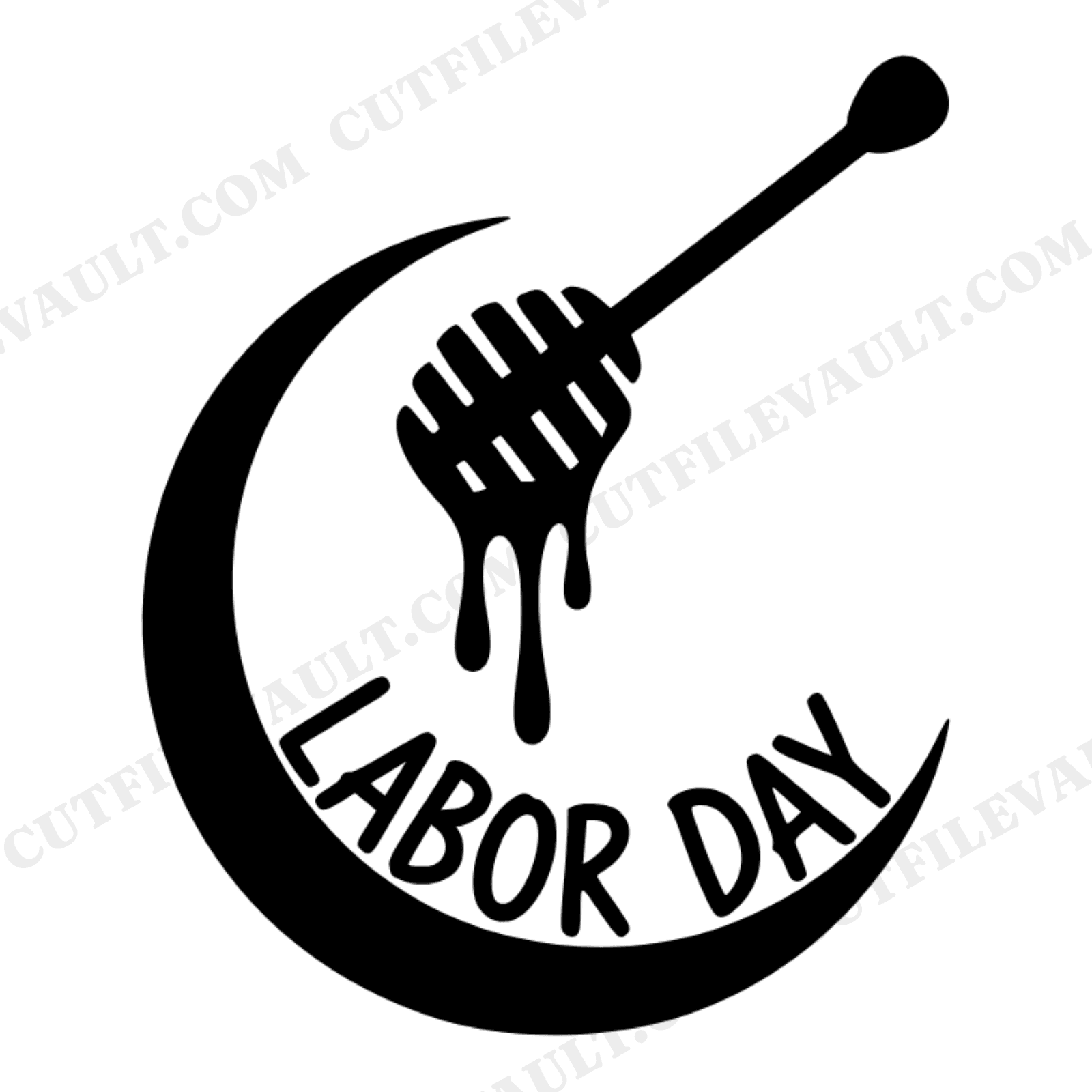Honey Dipper Crescent Moon SVG PNG, Labor Day Boho Bee Svg, Beekeeper Mystical Cut File Design, view 1