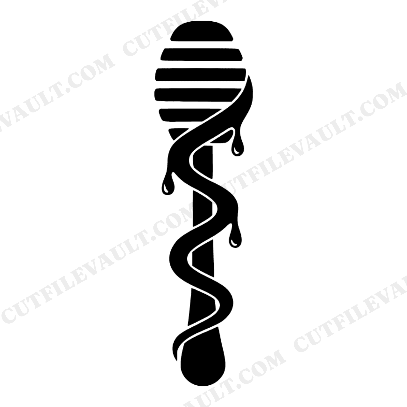 Honey Dipper SVG PNG, National Honey Bee Day Spiral Ribbon Design, Kitchen Craft Cut File, view 1