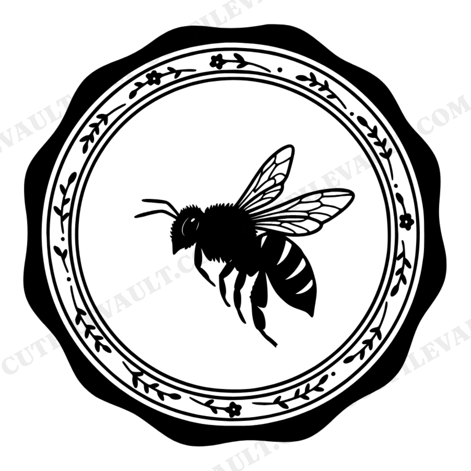 Honeybee SVG PNG Wax Seal Badge Nursery Art, Cottagecore Bee Cut File, Honey Month Clipart, view 1