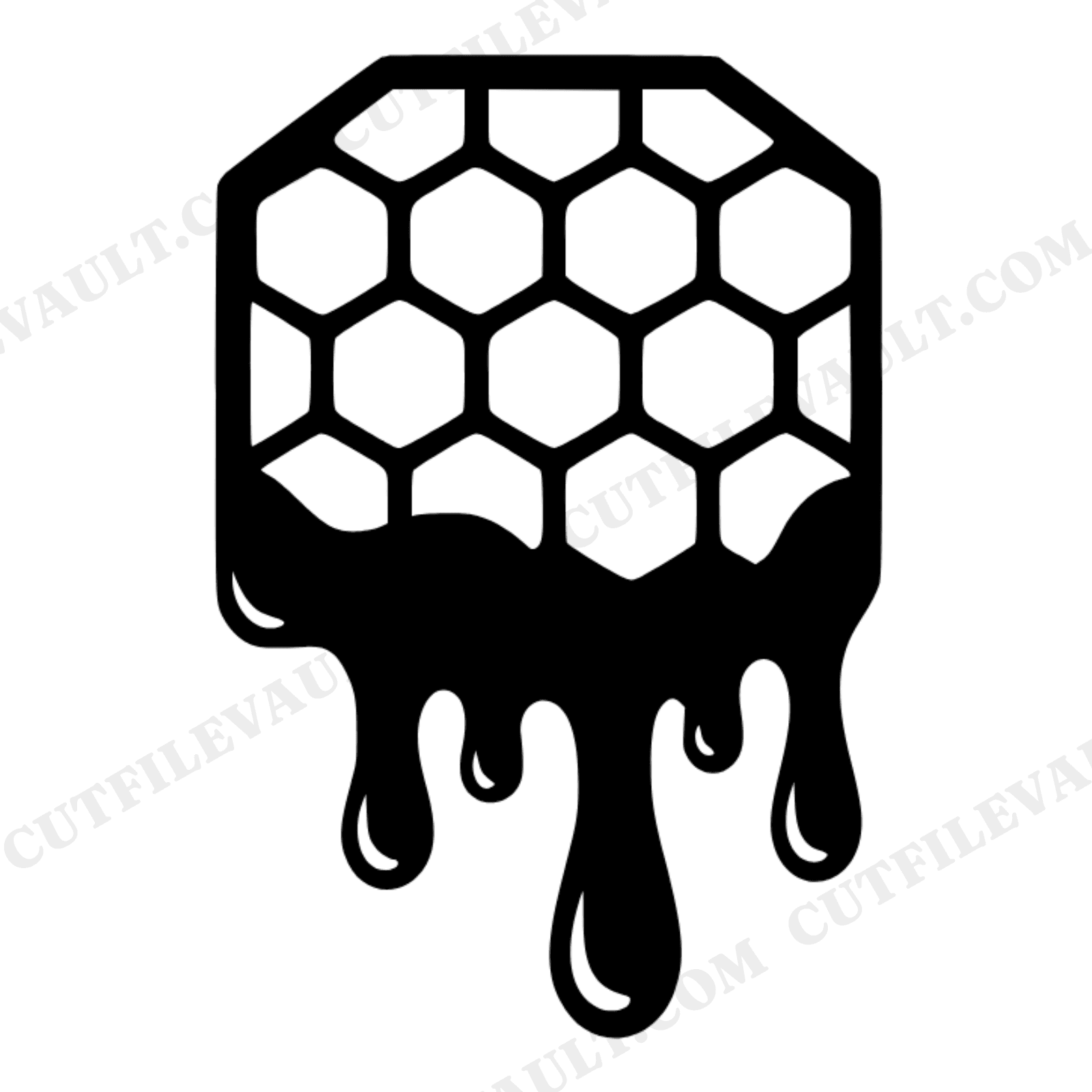 Honeycomb Drip SVG PNG, Honey Bee Day Silhouette, Cottagecore Hexagon Cut File, Kawaii Dripping Honey, view 1