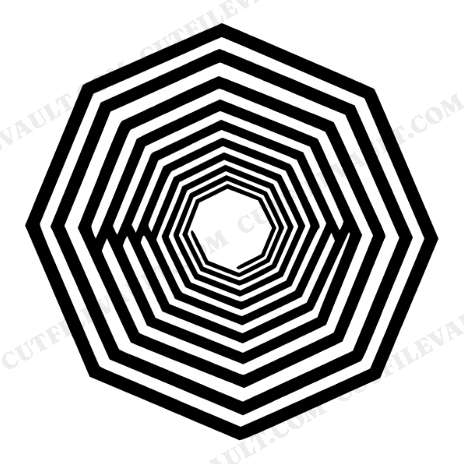 Honeycomb Tunnel SVG PNG, Concentric Hexagon Layers Cut File, Mid Century Geometric Design, view 1