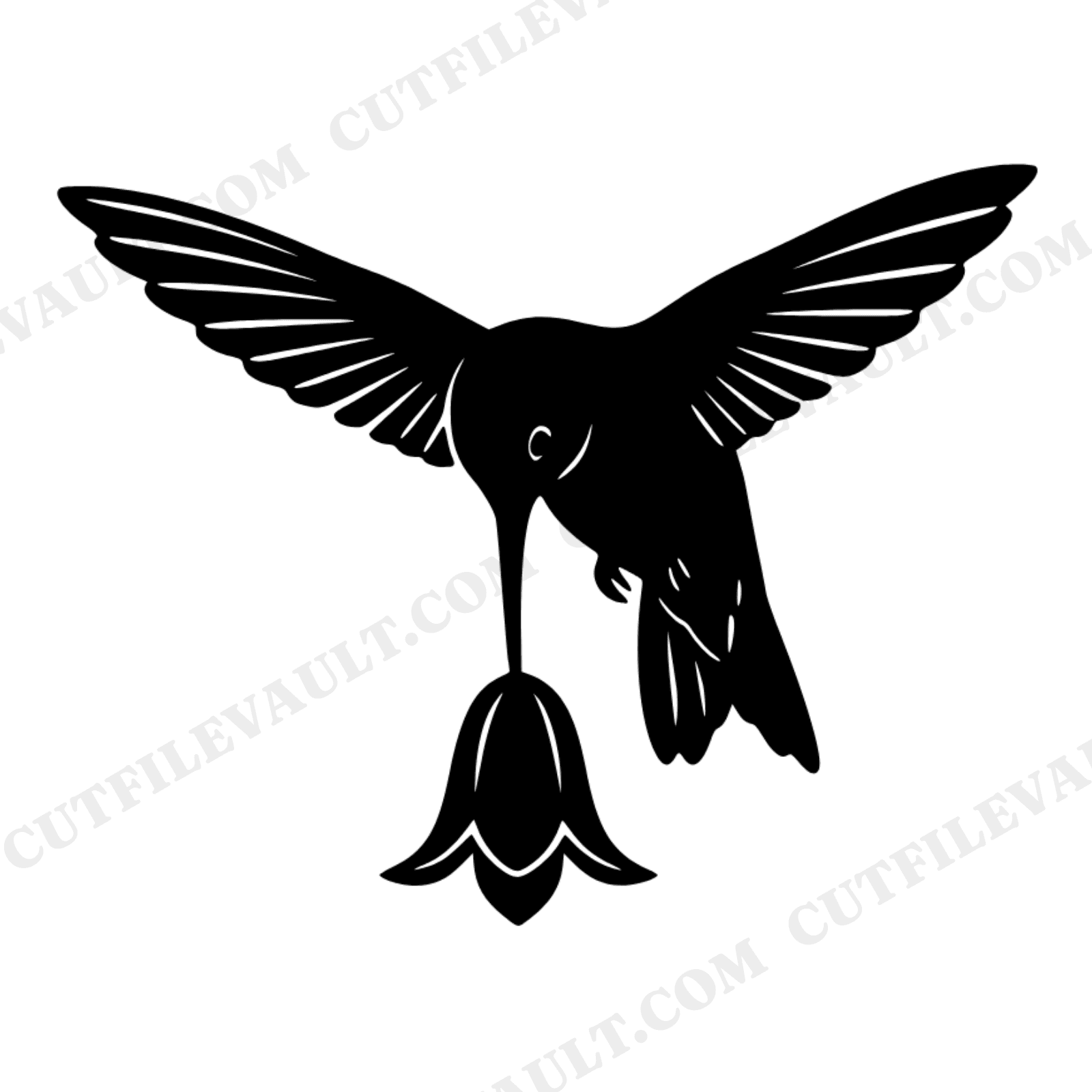 Hummingbird SVG PNG Vintage Botanical Flower Silhouette Cut File for Mother's Day Vinyl Crafts, view 1