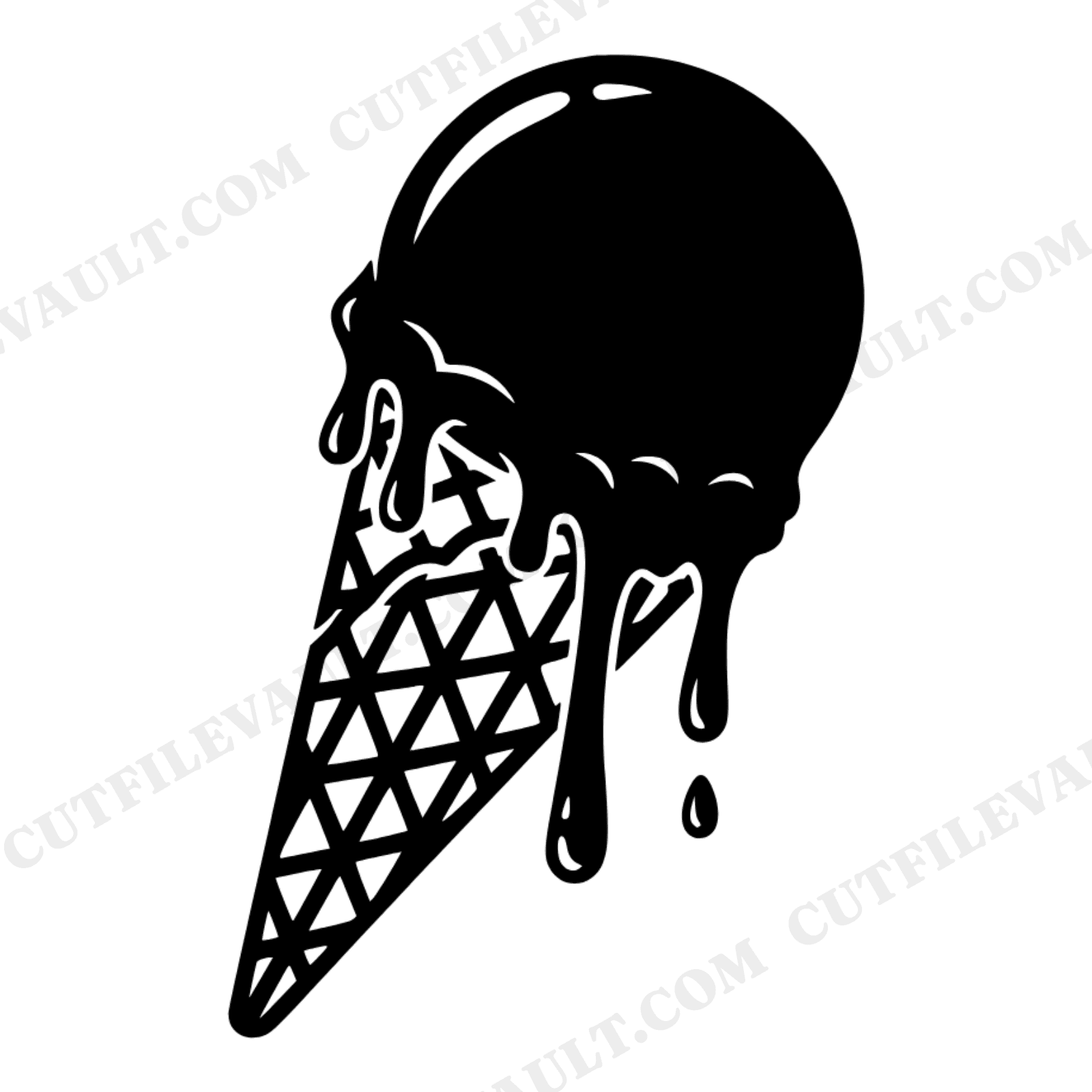 Ice Cream Cone SVG PNG, Chrome Drip Scoop Waffle Cone, Y2K Summer Tumbler Decal, National Ice Cream Day, view 1