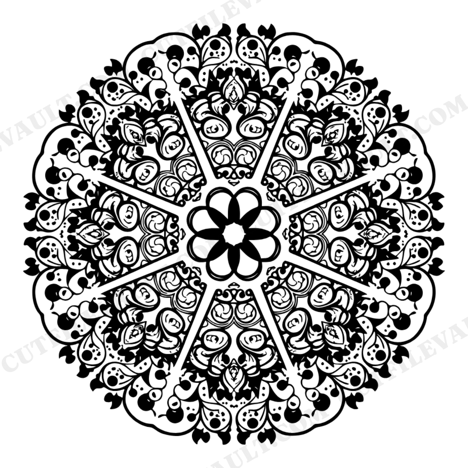 Ice Cream Sundae Mandala SVG PNG Top View Vintage Botanical Summer Kitchen Decor Cut File, view 1