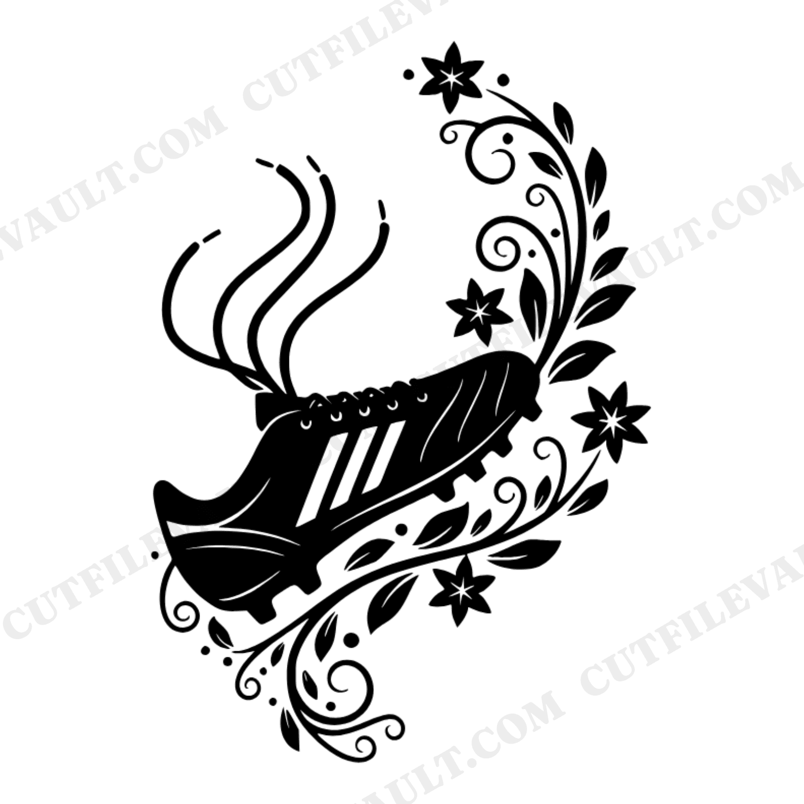 Independence Day Football Cleat SVG PNG, Vintage Botanical Fourth of July Sports Cut File Design, view 1