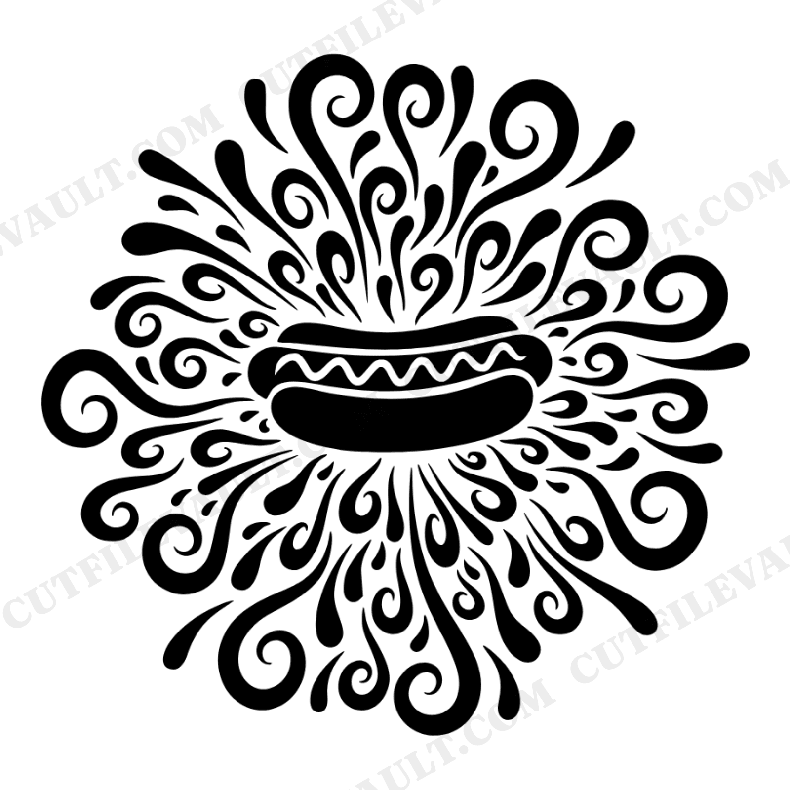 Independence Day Hot Dog SVG PNG, Patriotic 4th of July Food Starburst Cut File, Summer BBQ Design, view 1