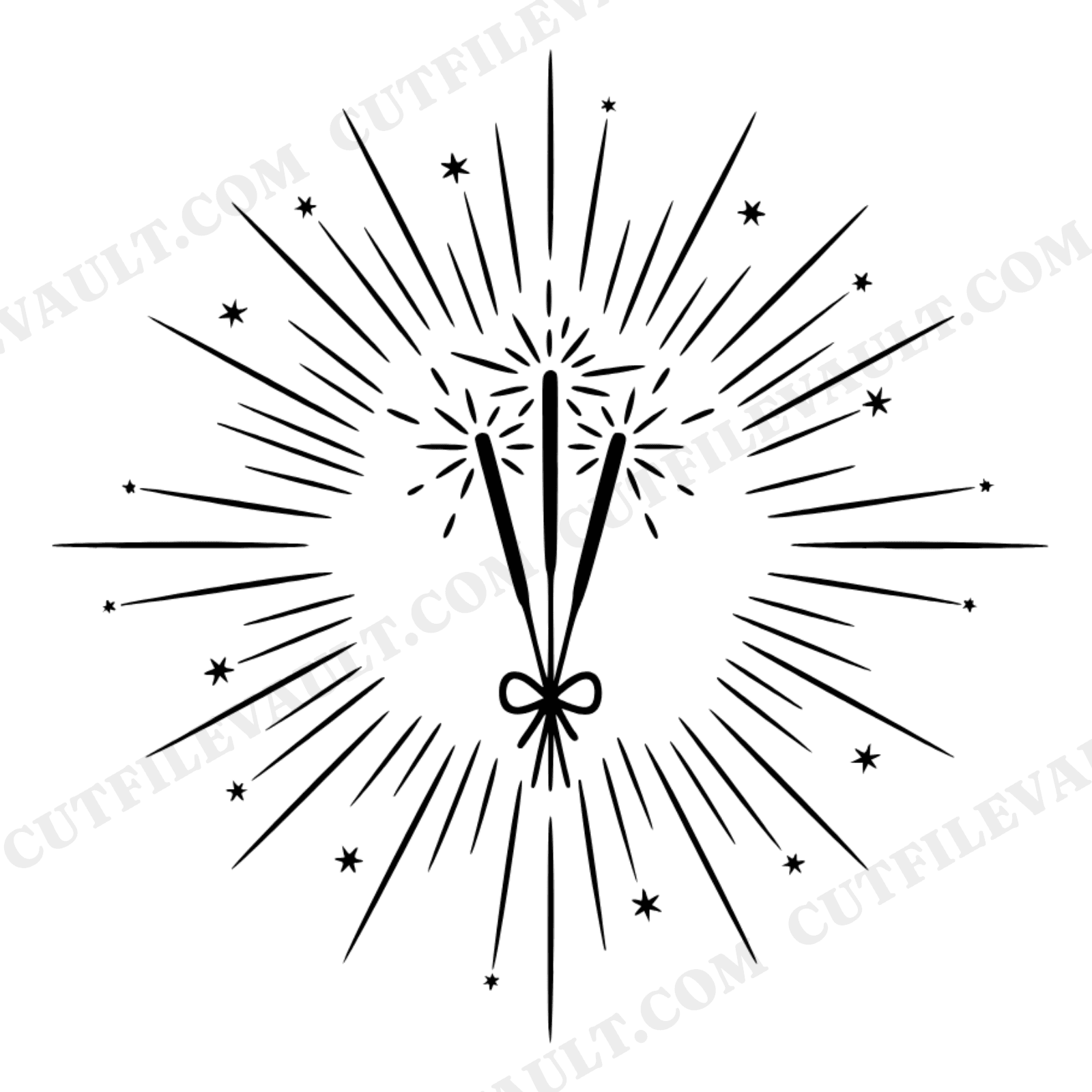 Independence Day Sparkler SVG PNG, Mystical Star Trails, Patriotic Fireworks Cut File, 4th of July, view 1