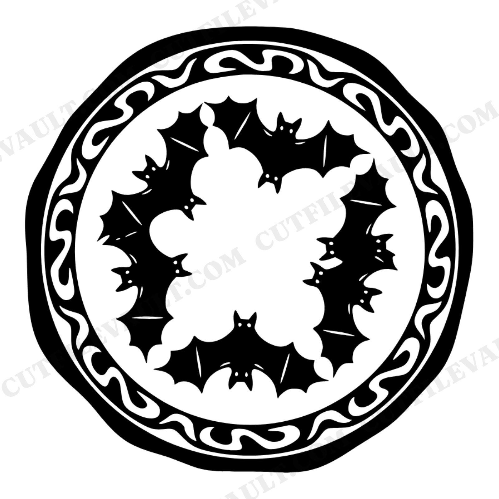 International Bat Night SVG PNG Retro 70s Wax Seal Medallion Cut File for Cricut Silhouette, view 1