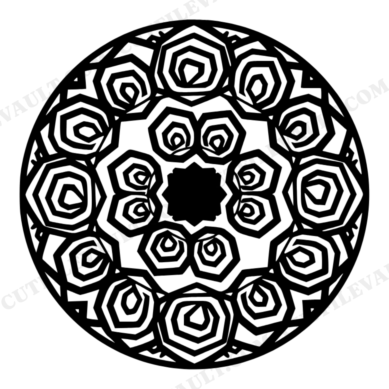 June Wedding Cake Tier Top View Mandala SVG PNG, Modern Brutalist Geometric Frosting Rosette Design, view 1