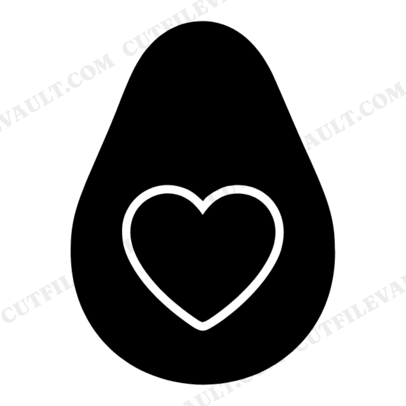 Kawaii Avocado SVG PNG, Heart Pit Mid-Century Minimal Cut File for Cricut, National Avocado Day, view 1
