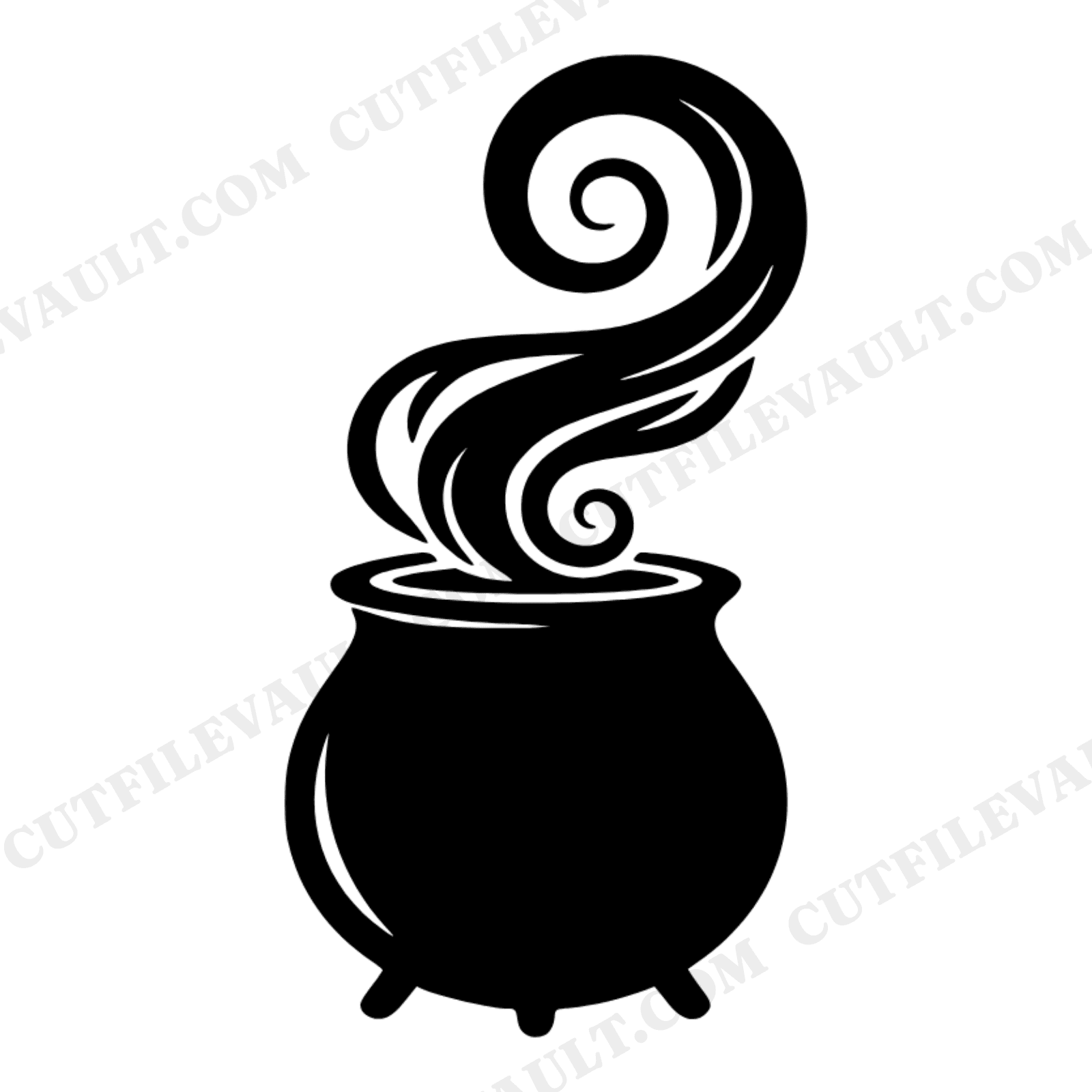Kawaii Cauldron SVG PNG, Cute Witch Potion Swirl Cut File, Halloween Cottagecore Cricut Silhouette, view 1