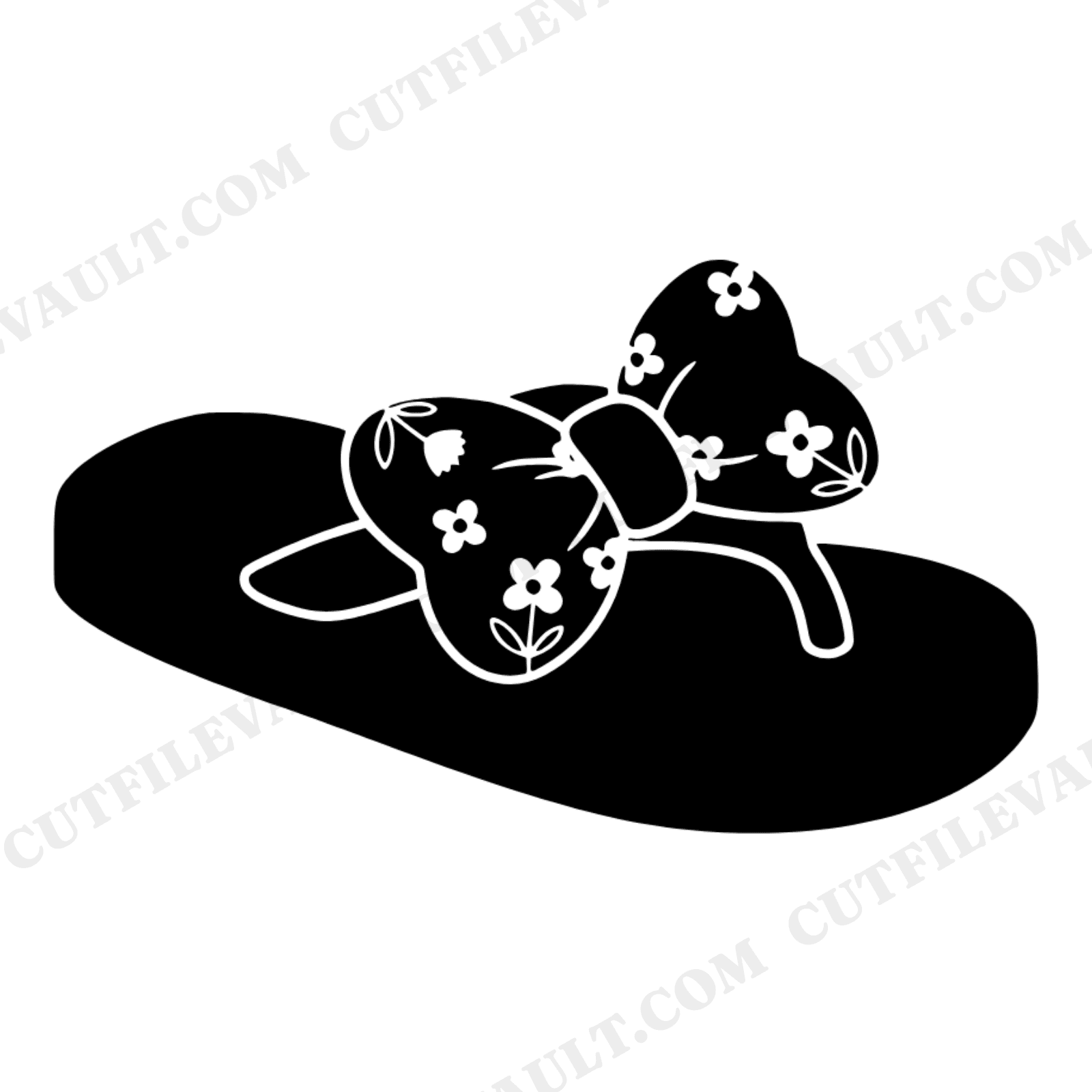 Kawaii Flip Flop SVG PNG, Summer Sandal with Bow Strap Cut File, Beach Cottagecore Silhouette, view 1