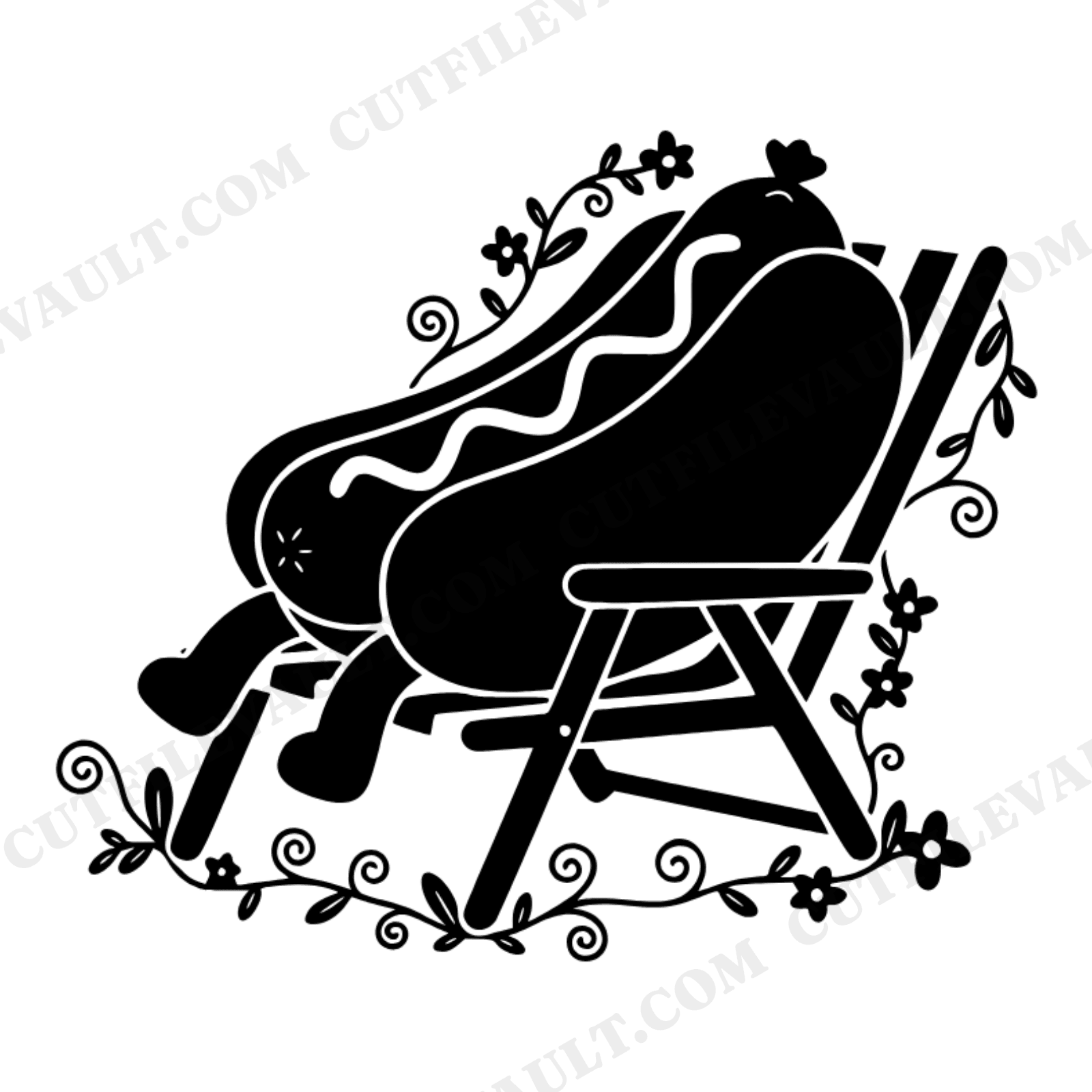 Kawaii Hot Dog Beach Chair SVG PNG, Summer Cookout Cut File, 4th of July Independence Day Design, view 1