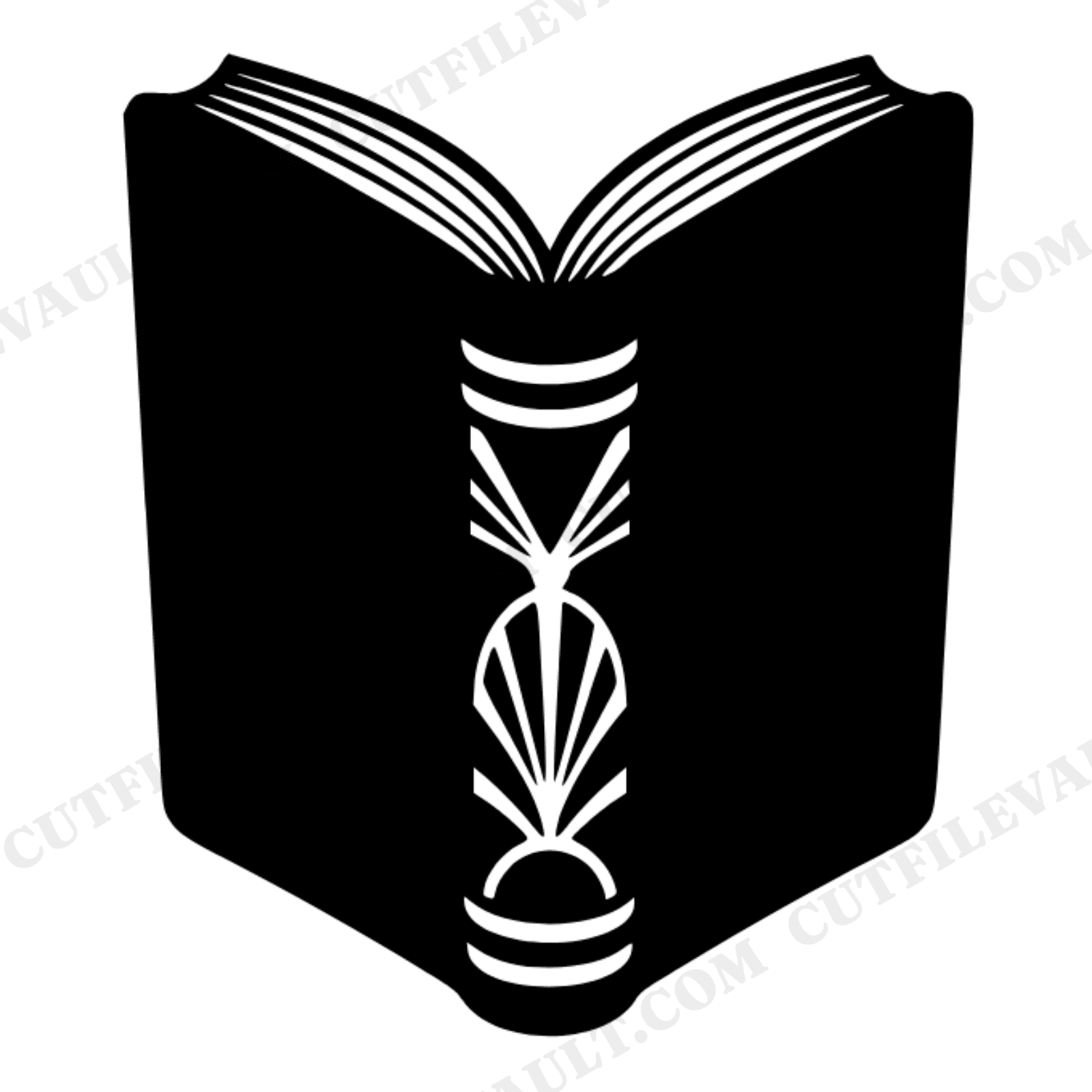 Kawaii Open Book SVG PNG, Art Deco Library Book Tent Silhouette Cut File, Back to School Vinyl, view 1