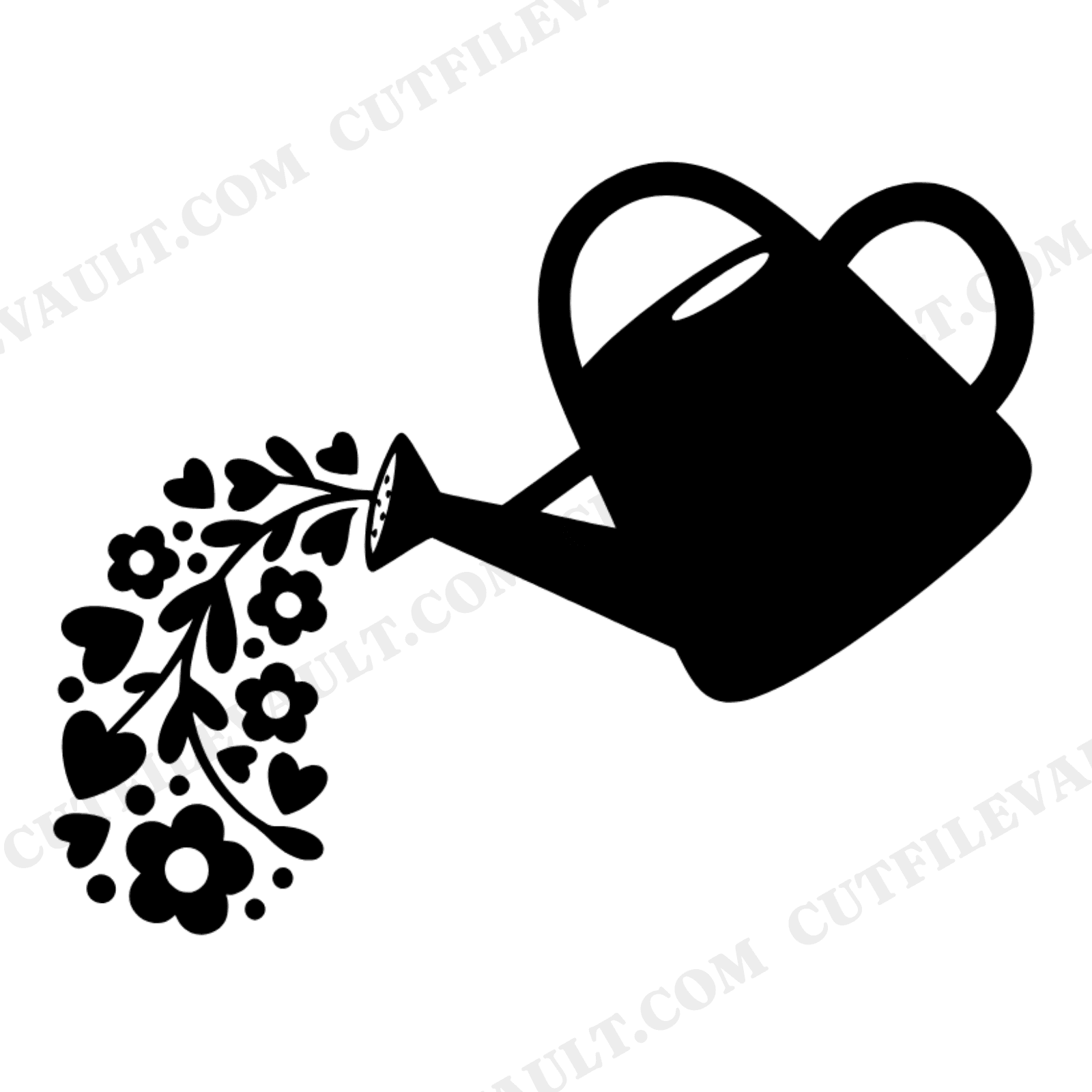 Kawaii Watering Can SVG PNG, Mother's Day Flowers Silhouette Cut File, Boho Floral Garden Clipart, view 1