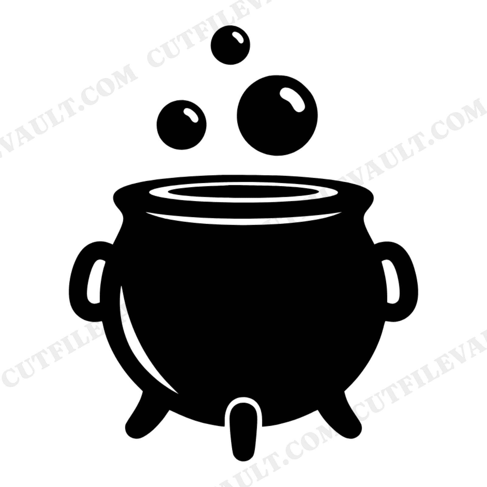 Kawaii Witch Cauldron SVG PNG, Halloween Bubbles Cut File, Cute Cauldron Silhouette Clipart, view 1