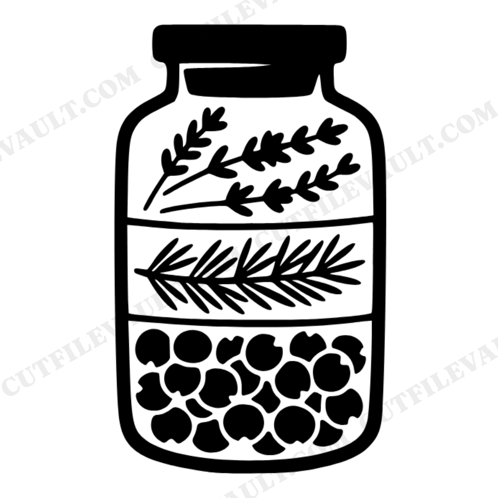 Kitchen Witch Apothecary Jar SVG PNG, Mothers Day Herb Botanical Cross Section Cut File, view 1