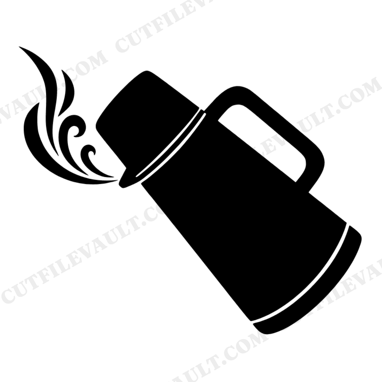 Labor Day Coffee Thermos SVG PNG Retro 70s Wave Pour Silhouette Cut File Minimalist Line Art, view 1