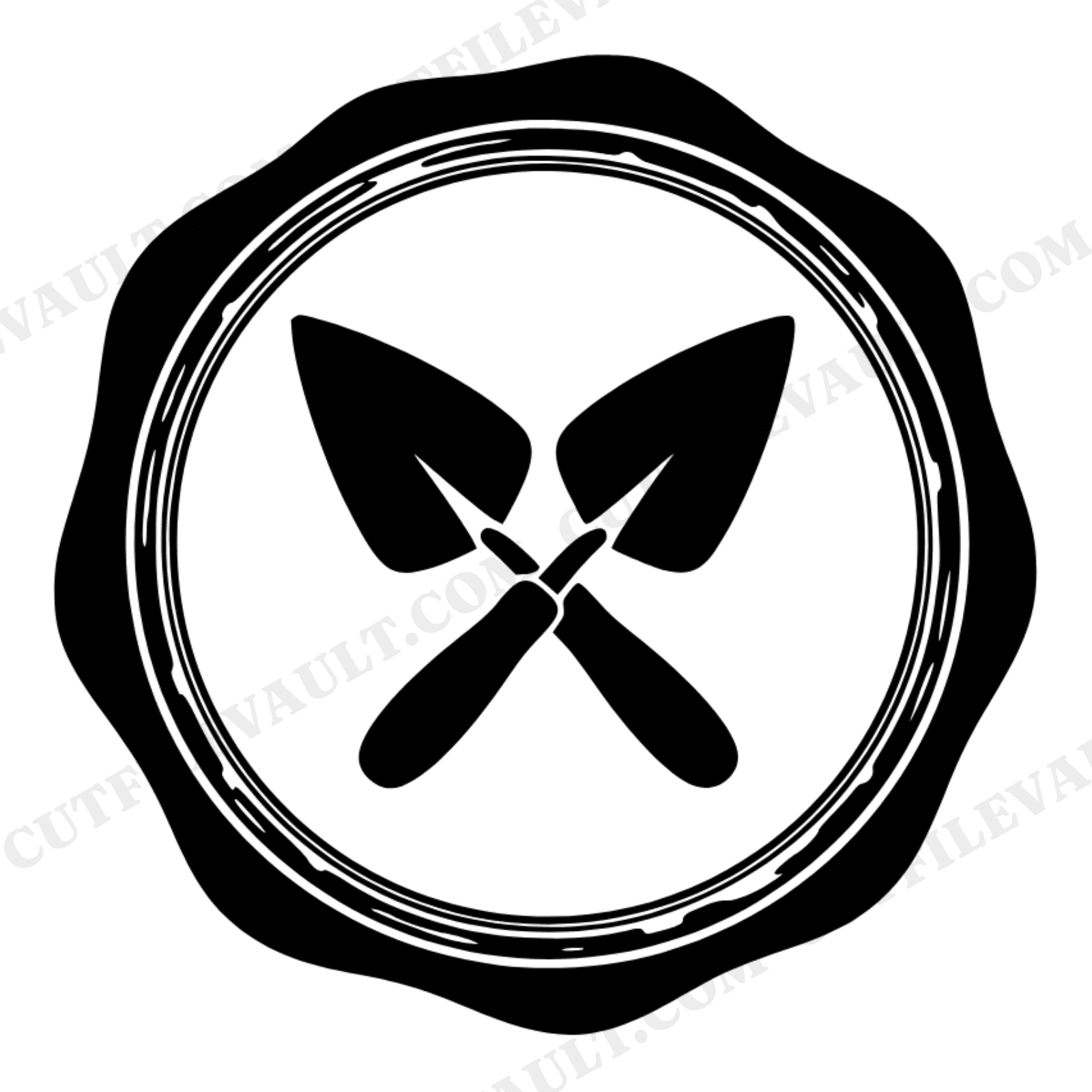 Labor Day Crossed Trowels Wax Seal Badge SVG PNG, Mason Tools Construction Worker Cut File, view 1
