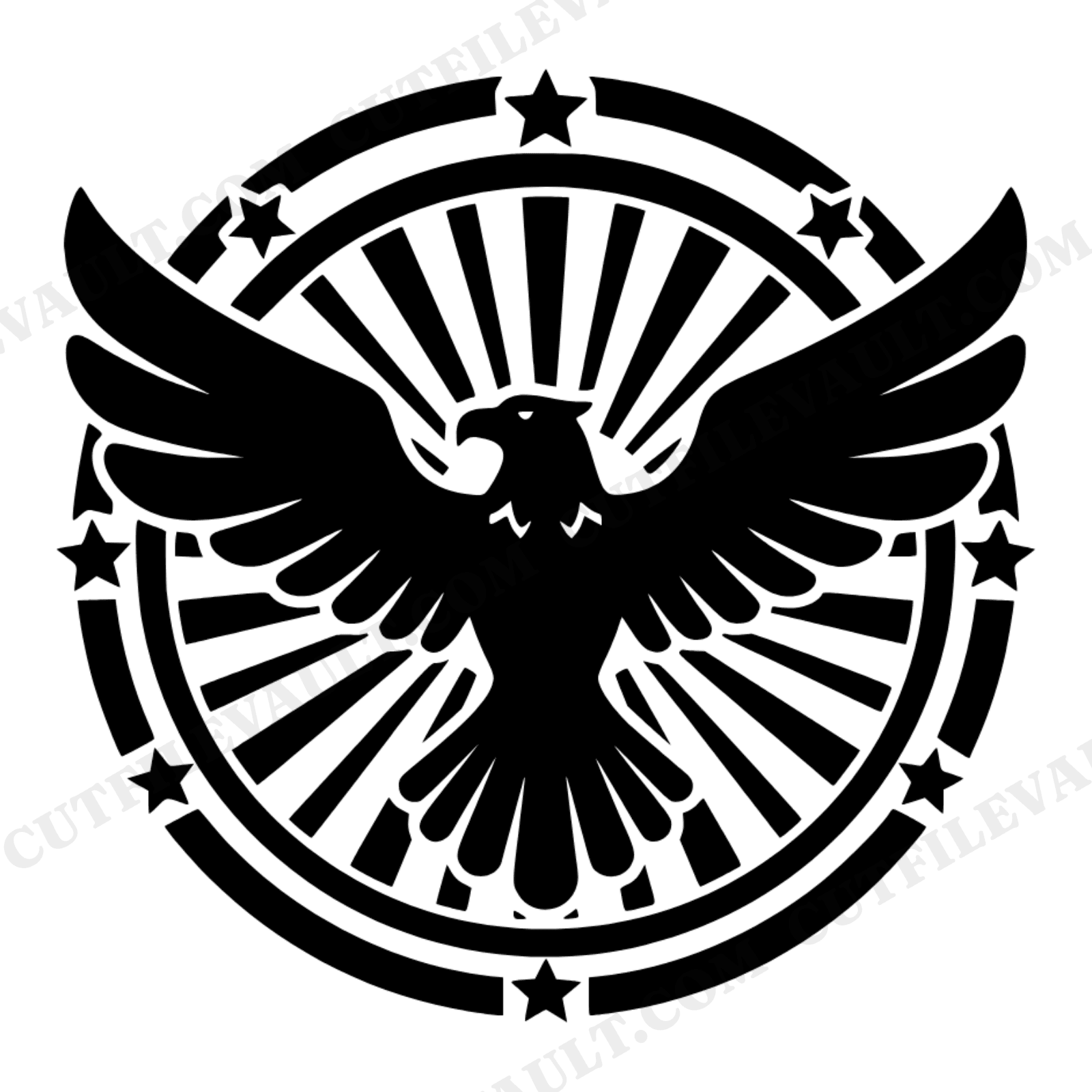 Labor Day Eagle SVG PNG, Art Deco Patriotic Emblem Cut File, Abstract Bald Eagle Flight Design