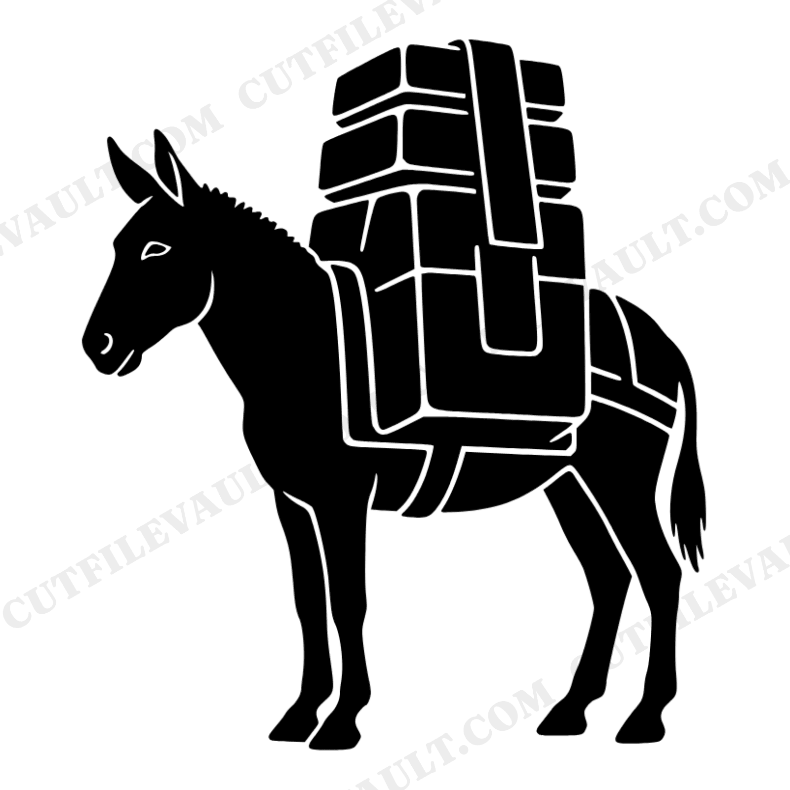 Labor Day Pack Mule SVG PNG, Geometric Saddlebag Silhouette Cut File, Working Animal Design, view 1