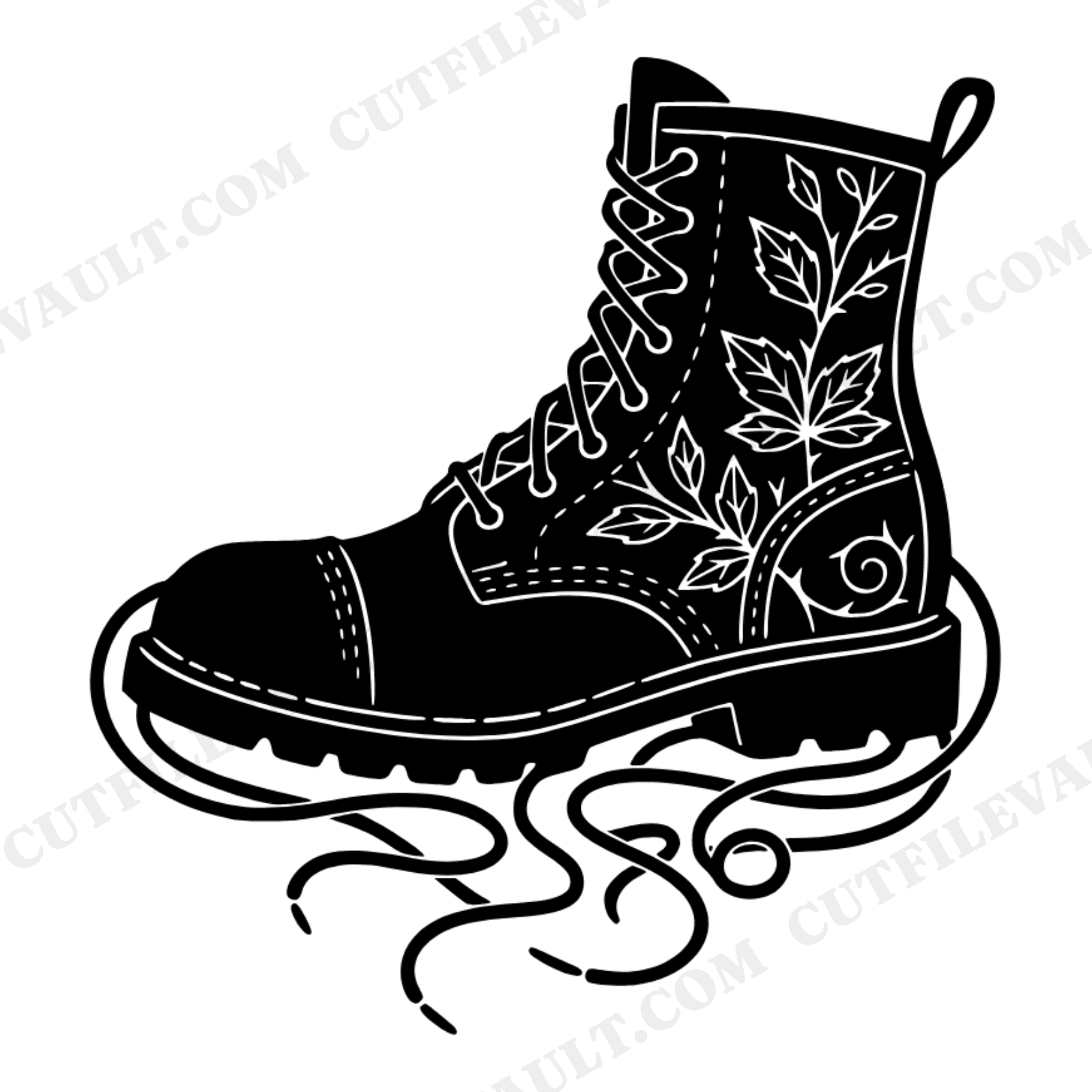Labor Day Steel Toe Boot SVG PNG, Vintage Work Boot with Untied Laces Cut File, Hardworking Hands, view 1