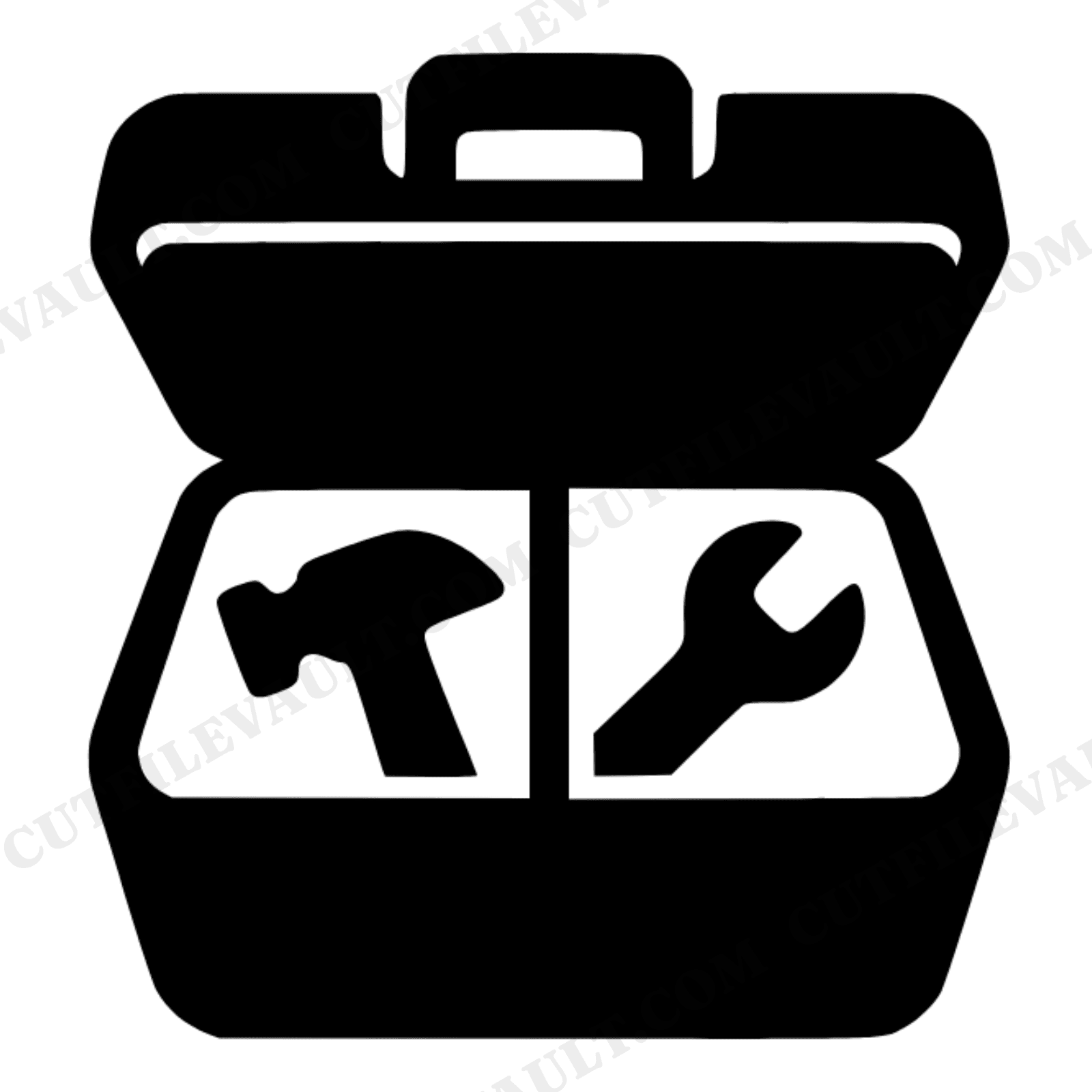 Labor Day Toolbox SVG PNG Overhead View Kids Room Decal Chunky Tools Hammer Wrench Cut File, view 1