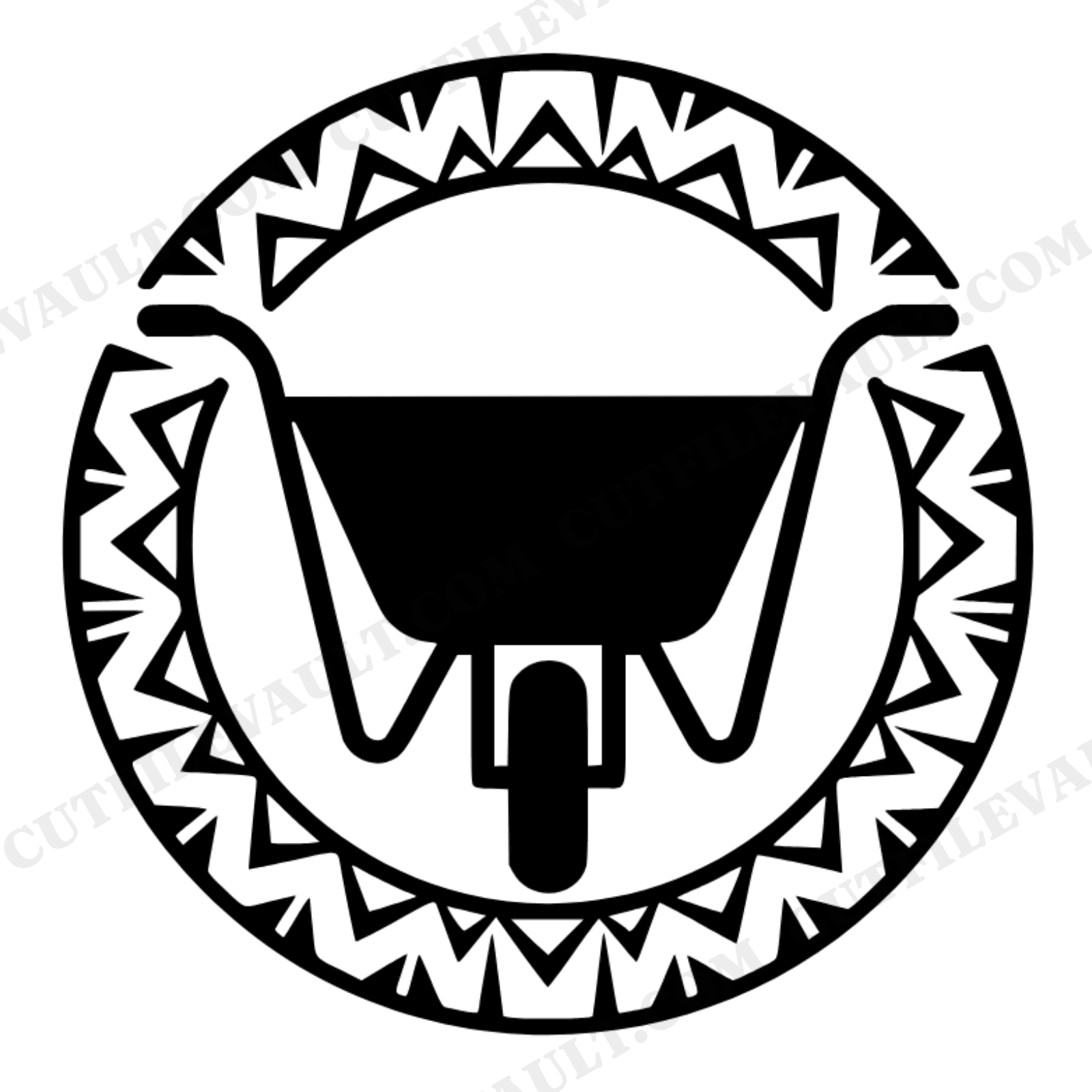 Labor Day Wheelbarrow SVG PNG Folk Art Medallion Cut File Art Deco Geometric Design Vinyl Decal, view 1