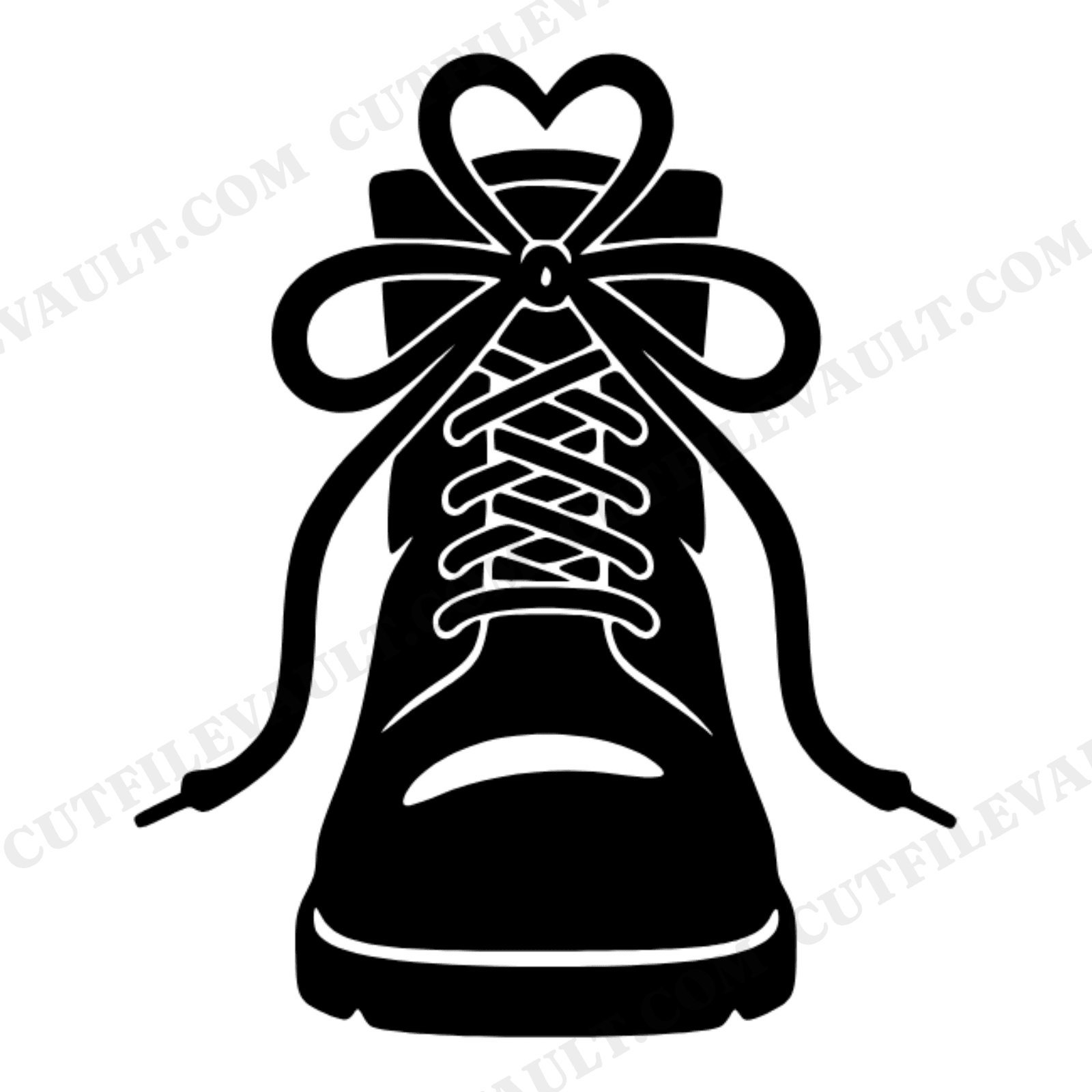 Labor Day Work Boot Heart SVG PNG, Boot Silhouette with Heart Laces Cut File for Cricut, view 1